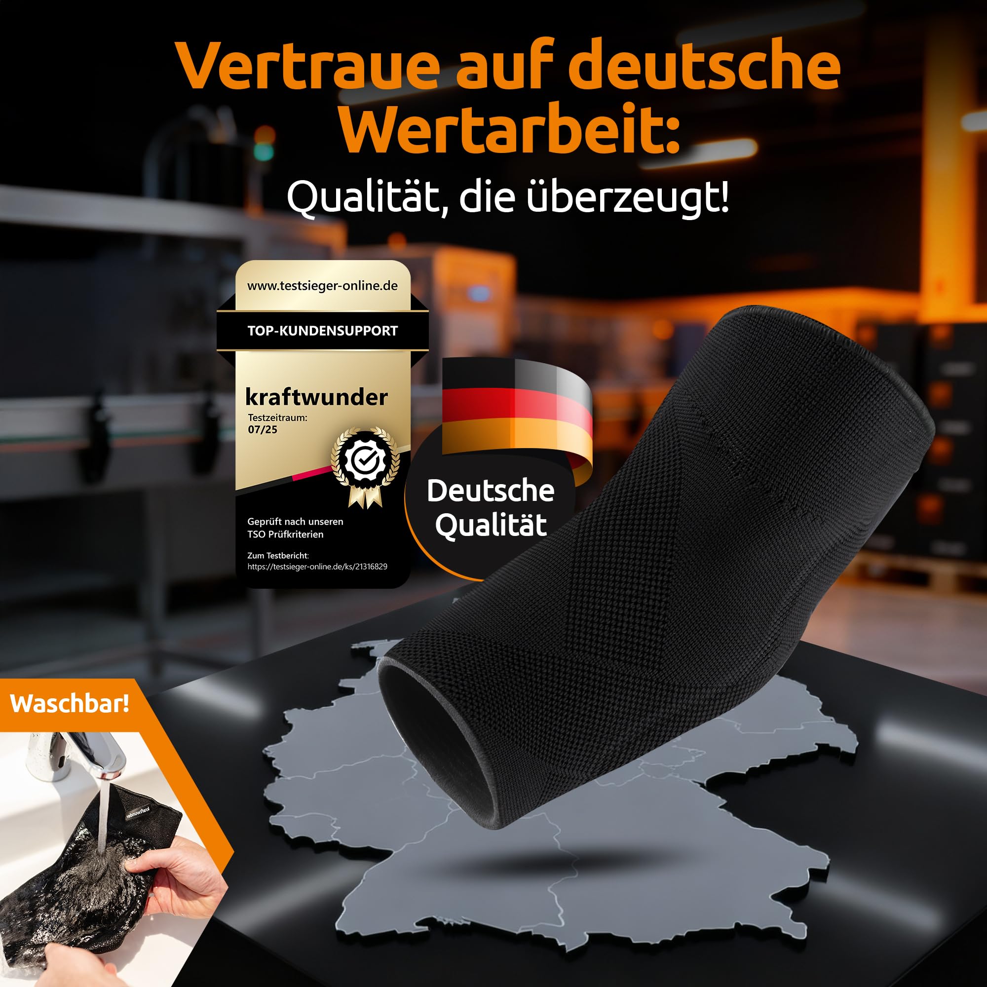 Ellenbogenbandage Tennisarm/Golferarm, Bandage mit Gel-Pelotten, Made in Germany, für Damen & Herren, Sport & Alltag (Schwarz, L, Beidseitig)