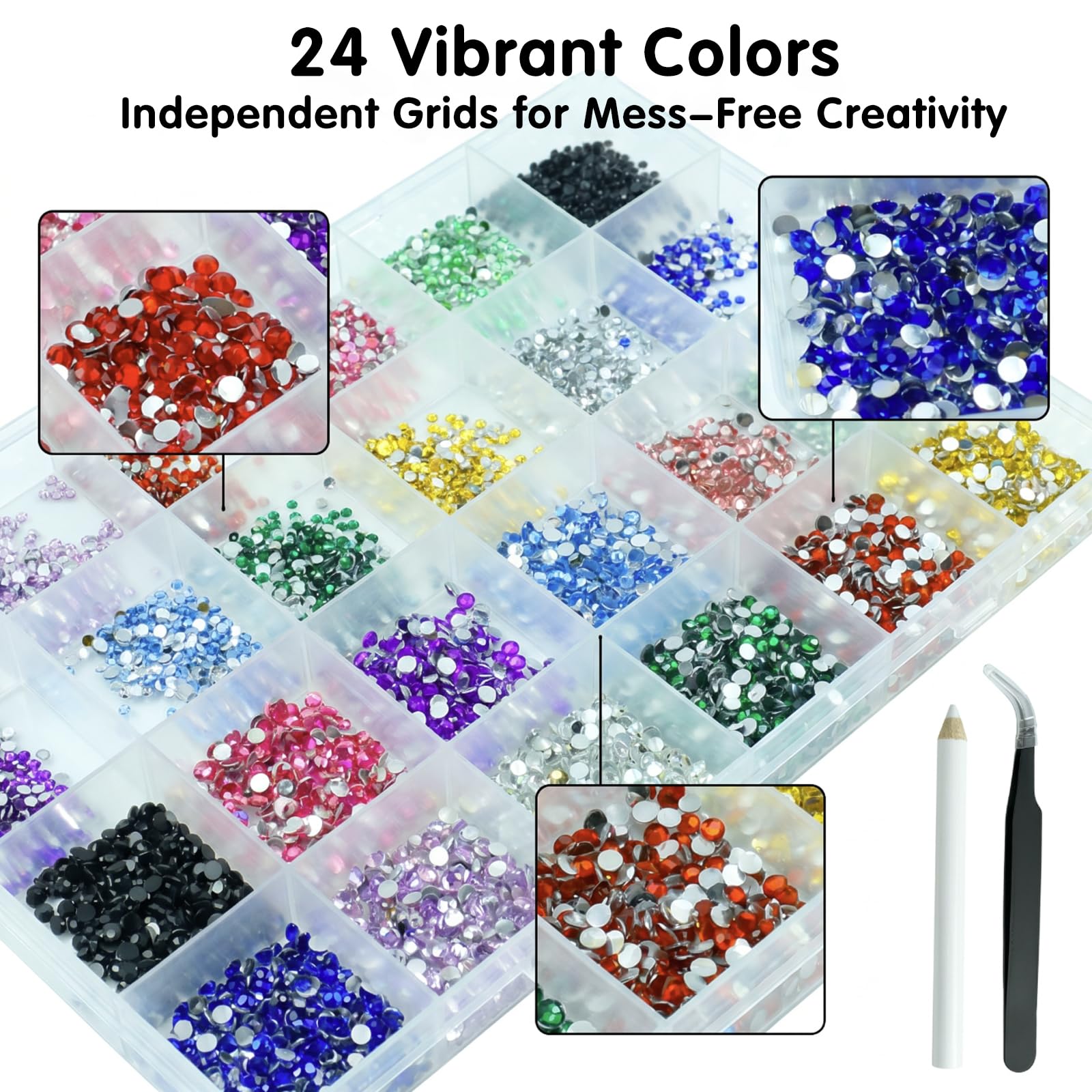 Bedazzling Kit de 3 500 strass en résine AB Jelly Gems 2 mm et 3 mm pour décoration d'ongles, loisirs créatifs, vêtements, chaussures, comprend une pince à épiler et un stylo ramasseur