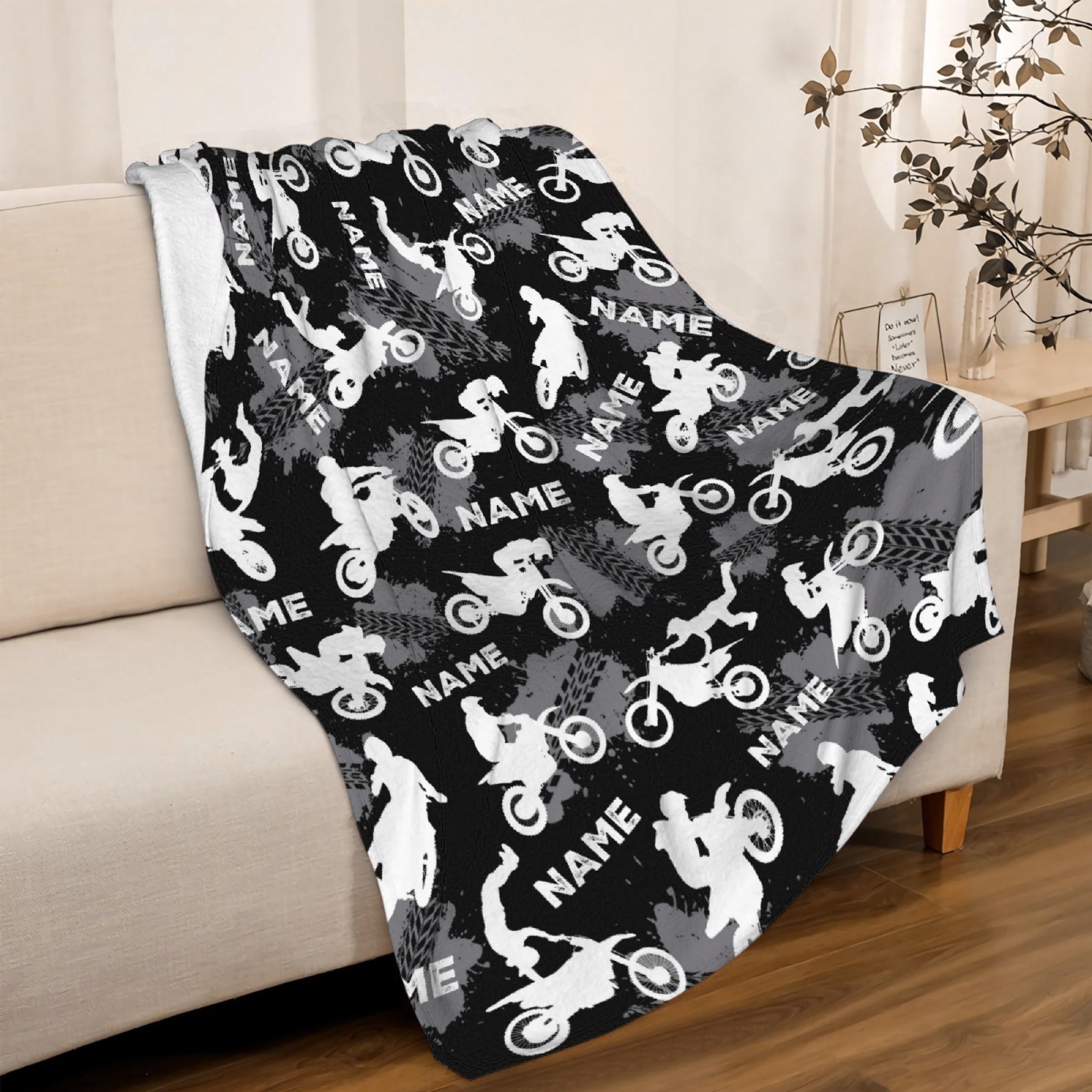 Personalized Motorcycle Dirt Bike Blanket Custom Motorcycle Blanket