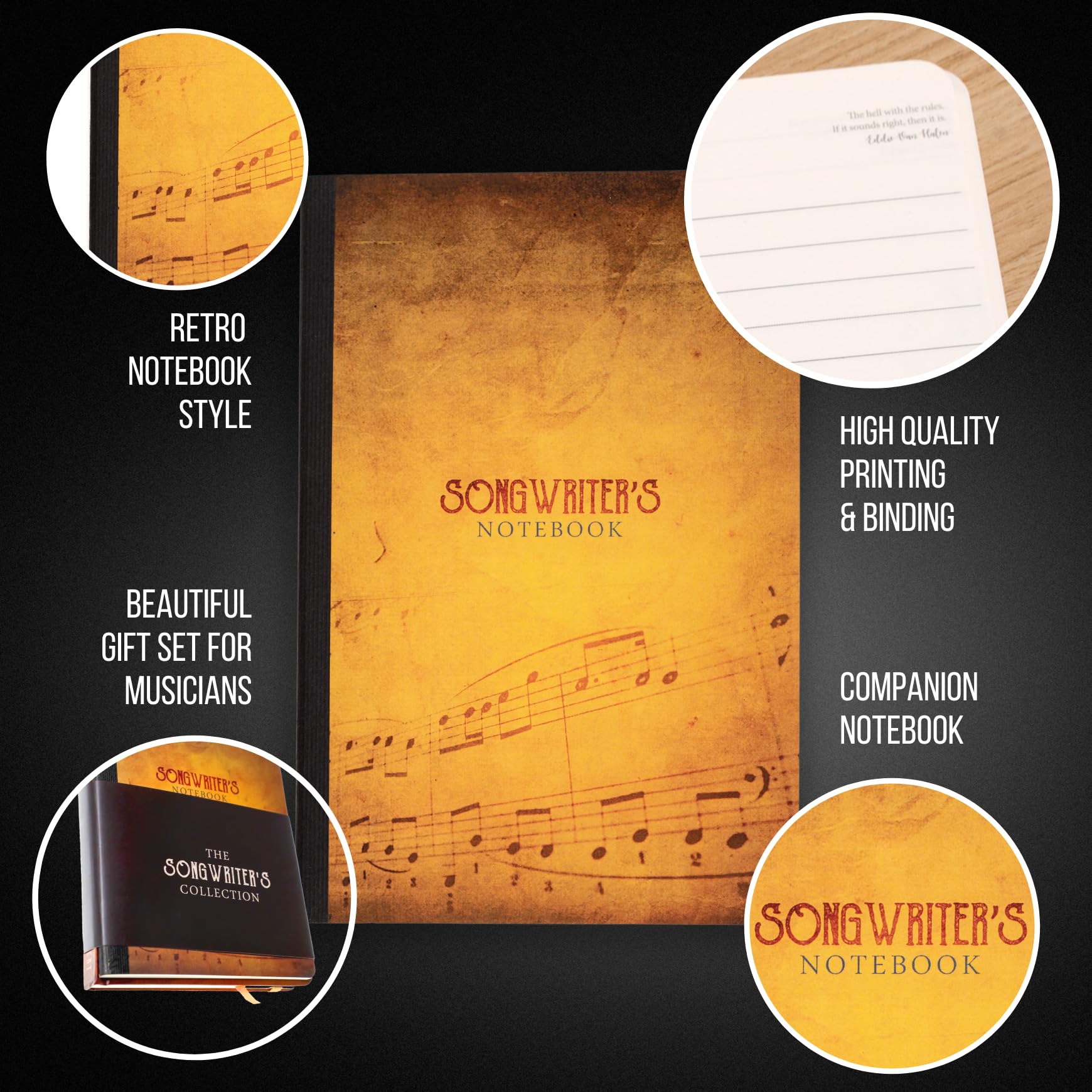 IVIDEOSONGS Songwriter's Almanac and Notebook 2-Book Gift Set * Lyrics Notebook and Songwriting Journals * Hardcover & Softcover Blank Sheet Music Staff Paper * 150 Free Lessons - Image 5
