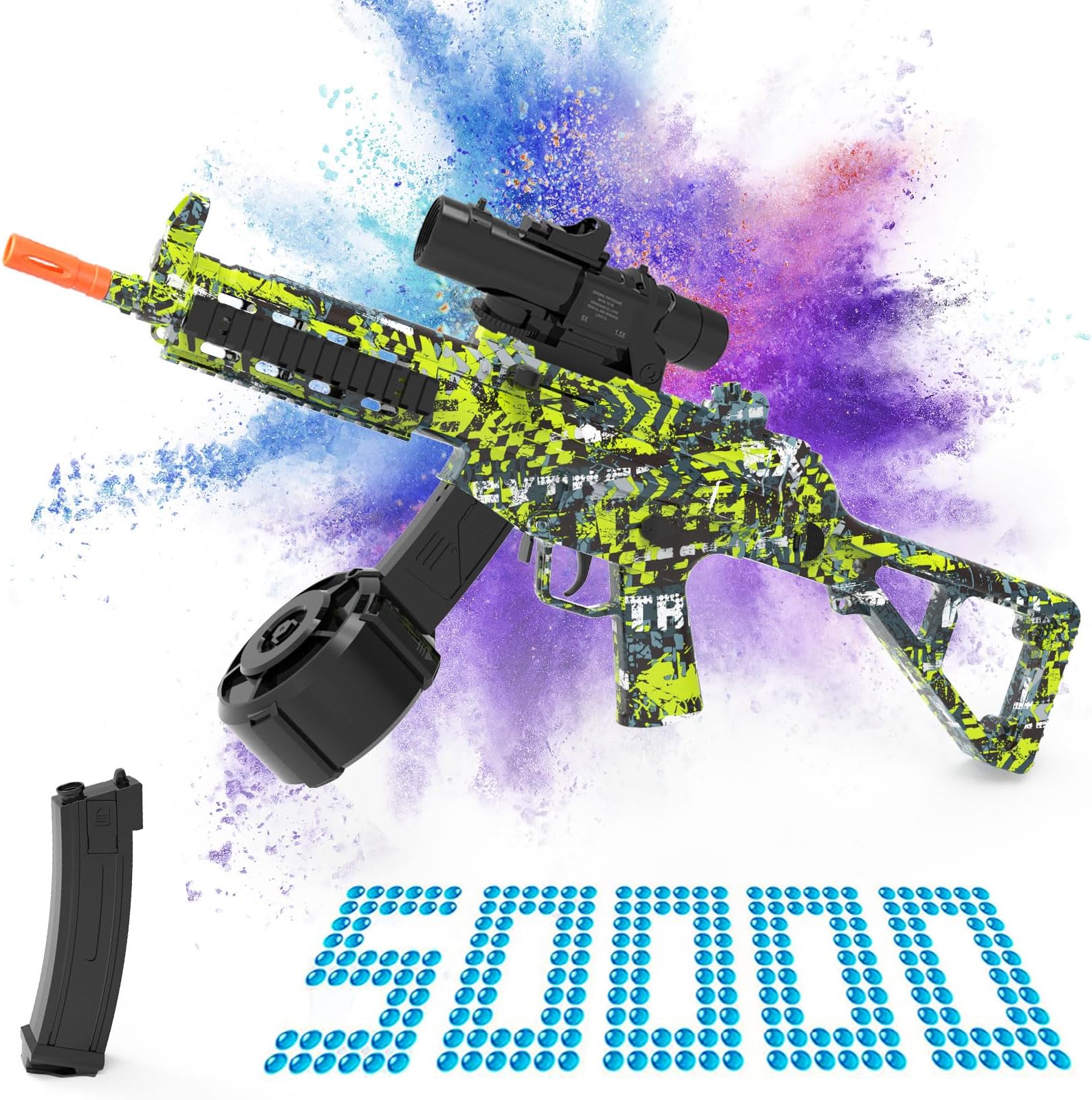 Electric Gel Ball Blaster, AK Automatic Blaster Splatter Toy Dual Mode, Rechargeable Splatter Ball Toys for Outdoor Team Shooting Game Party Favors Ages 14+ Years Old, Green