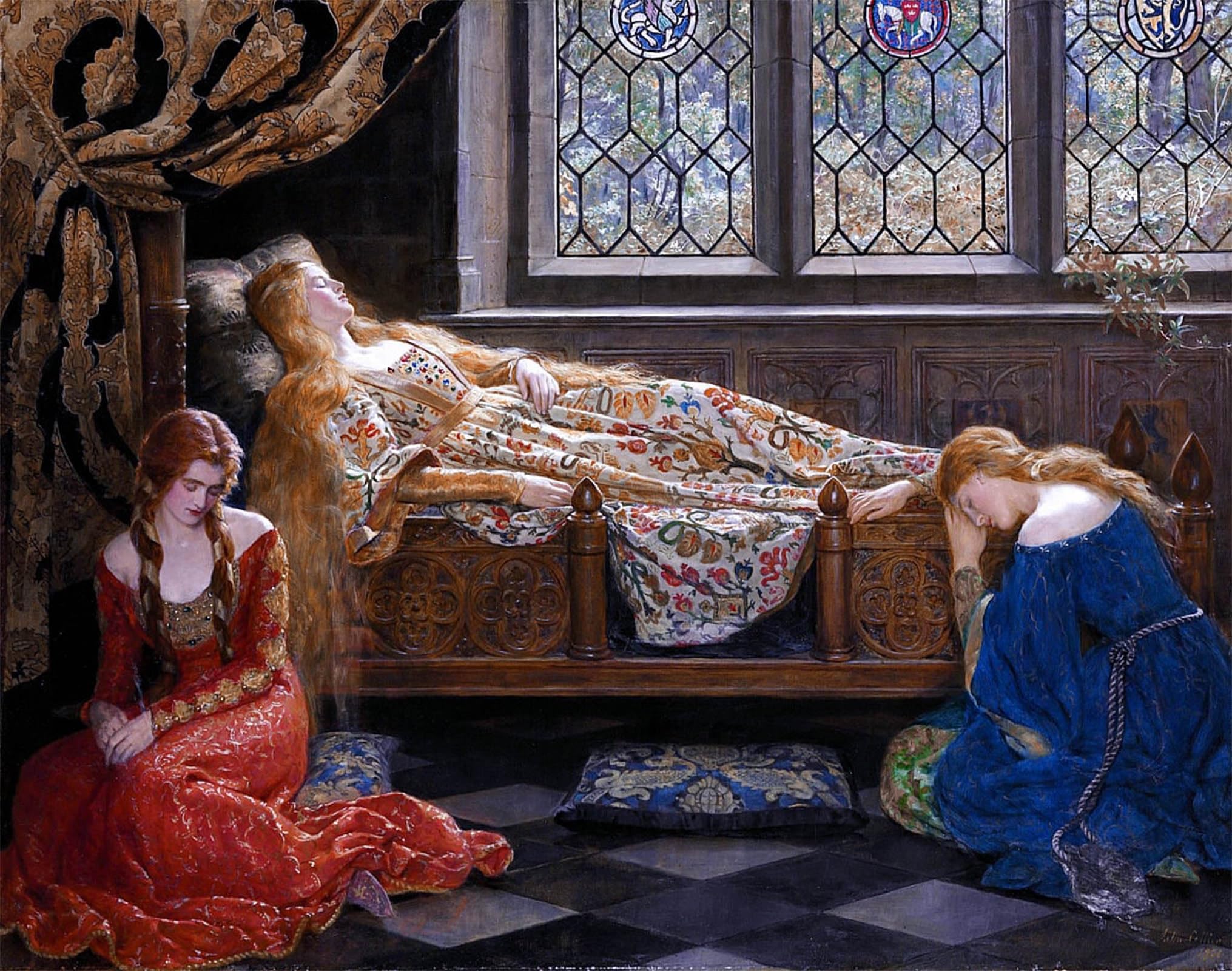 ARTXLXXBN Famous Print Painting Colorful Art Print the Sleeping Beauty by John Collier Canvas Art Decorations for Home Decor 60x90cm