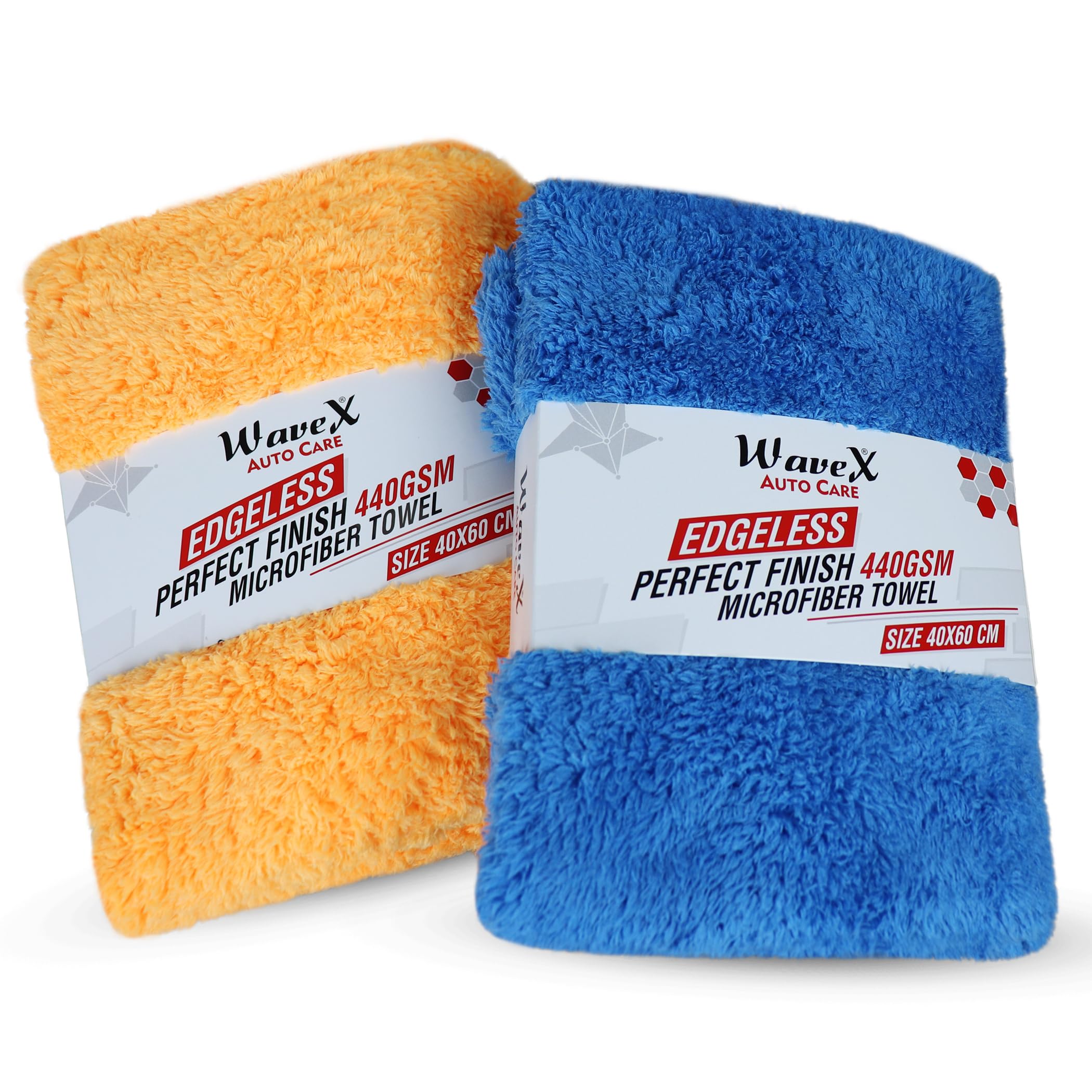 Sponsored Ad - WaveX Perfect Finish Microfiber Cloth for Car 440 GSM (40x60CM) Super Soft, Quick Dry and High Water Absorbing, Perfect for Car, Bike and Home Cleaning (Pack of 2, Blue & Orange)