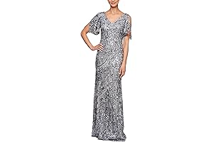 Women's Long Sequin Evening Dress: A Silver Shimmer for a Night to Remember