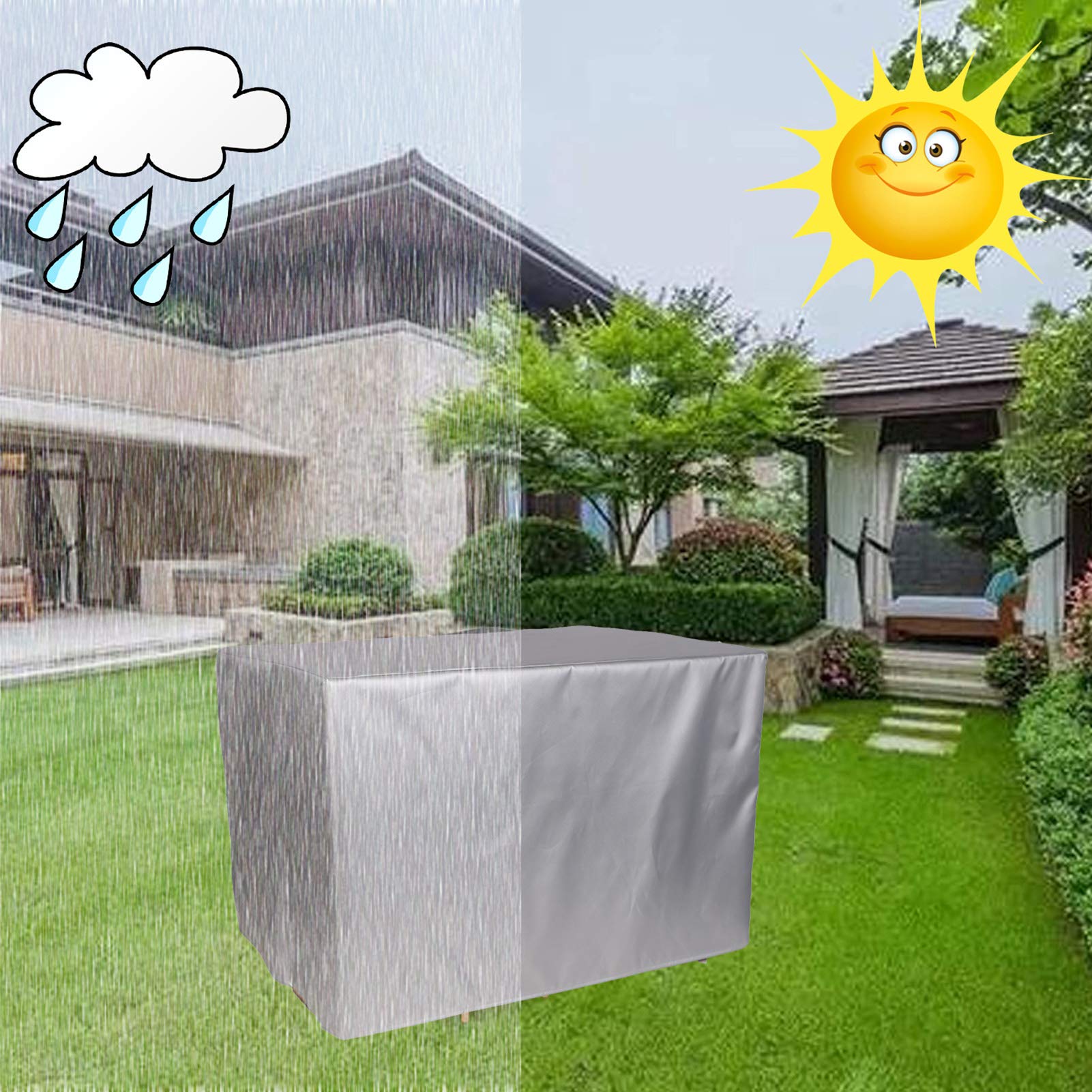 FOGUO Patio Furniture Covers 20x20x20in, Garden Table Covers Waterproof Rectangular, Outdoor Cover for Patio Furniture, Windproof and Anti UV, for Table Chair Sofa Outdoor