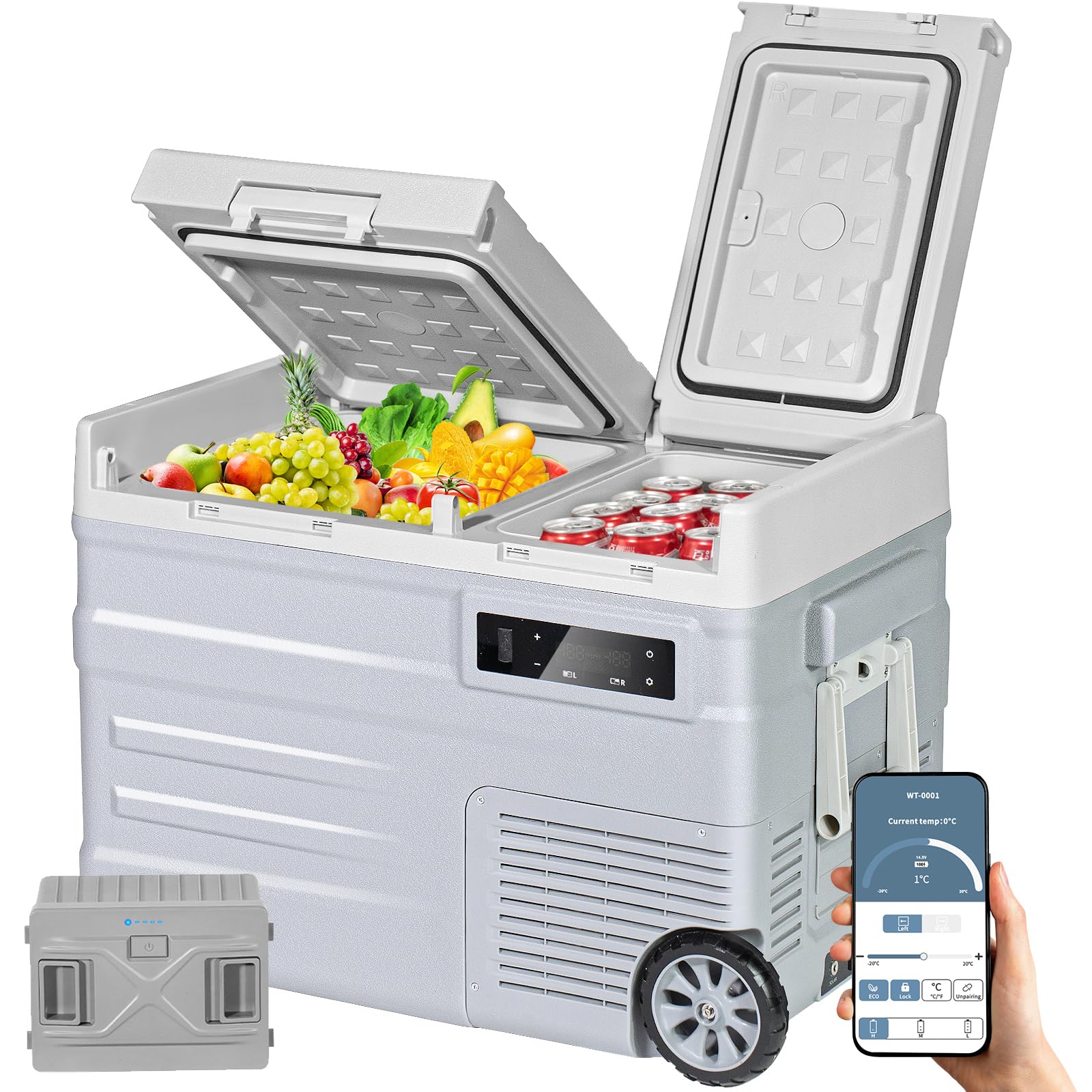 Amazon.co.jp: ELECAENTA ポータブル冷蔵庫 バッテリー付き 40L