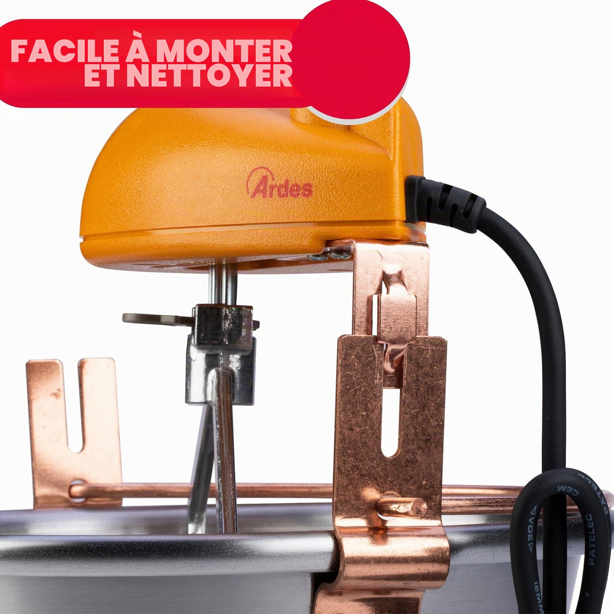 ARDES - AR24AM81 Chaudron Acier INOX Diamètre 28cm Mélangeur Polenta Confiture, Ardes Chaudron pour Foyer à Induction, Mélangeur avec Moteur Électrique, Raccord à Baïonnette Facile à Nettoyer