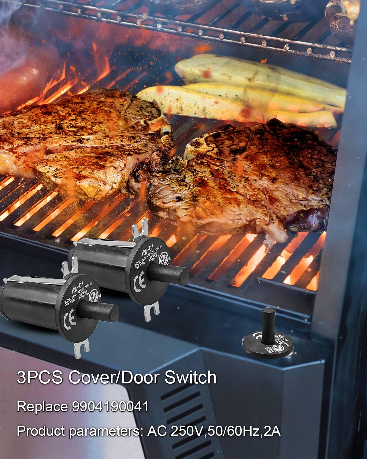 Temperature/Meat Probe Switch Fan Power Adapter Replacement Kit Fit for Masterbuilt Gravity Series 560/800/1050 XL Digital Charcoal Grill & Smoker Replace 9904190041 9904190024 9004190216 9904190040