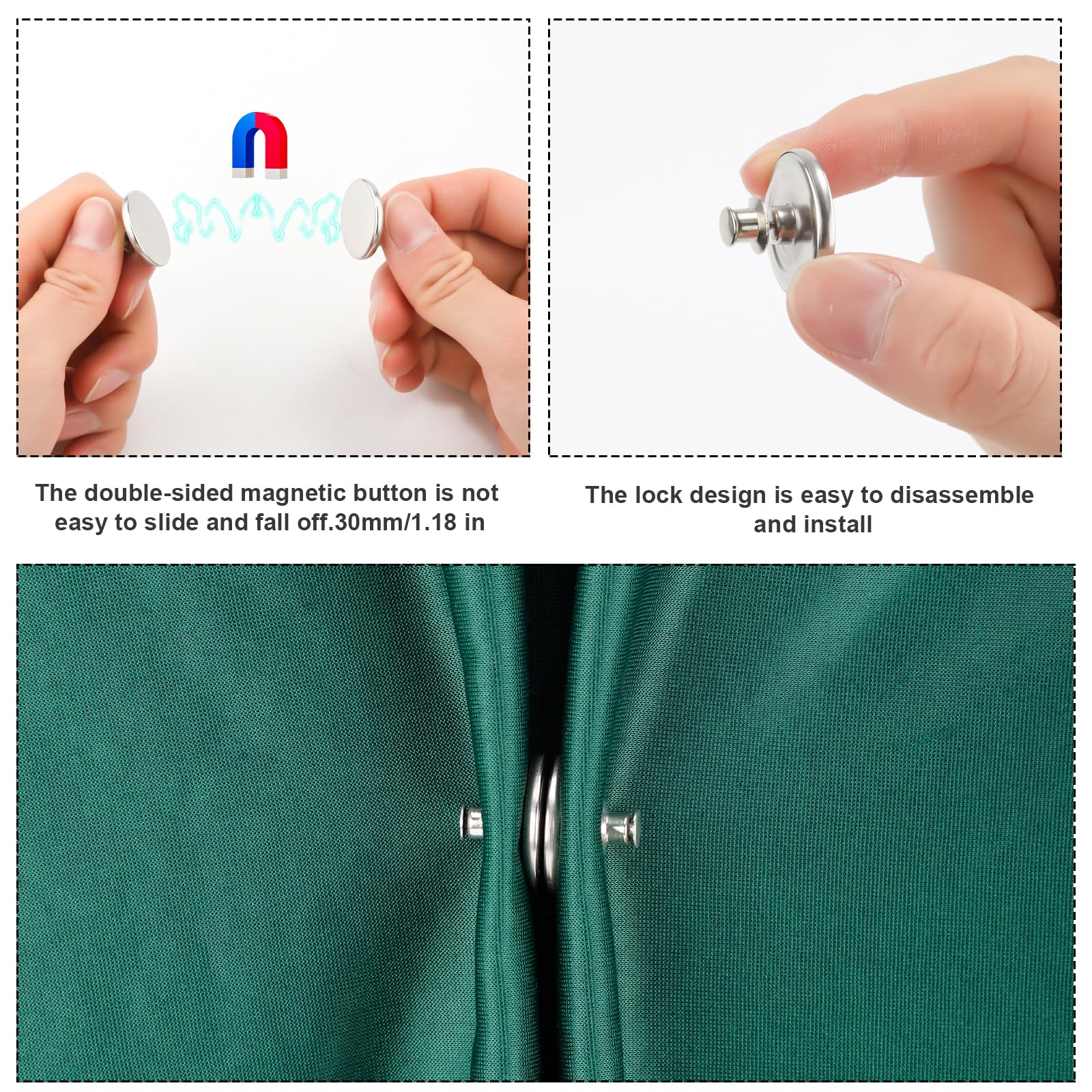 20 Paires Aimants Rideaux Forte Puissance - Fermeture Magnétique Anti-Lumière Pour Tous Types De Rideaux
