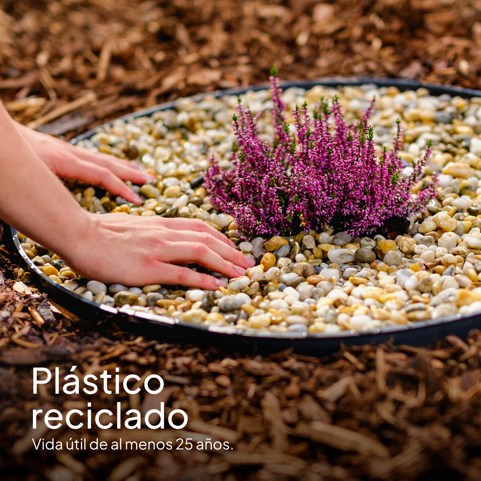 Bordura Flexible de Jardín 24 m, Altura 78 mm - Borde para Jardín con 100 Estacas de Anclaje - Borde para Césped de Plástico Reciclado - Fácil Instalación, Duración mínima de 25 años