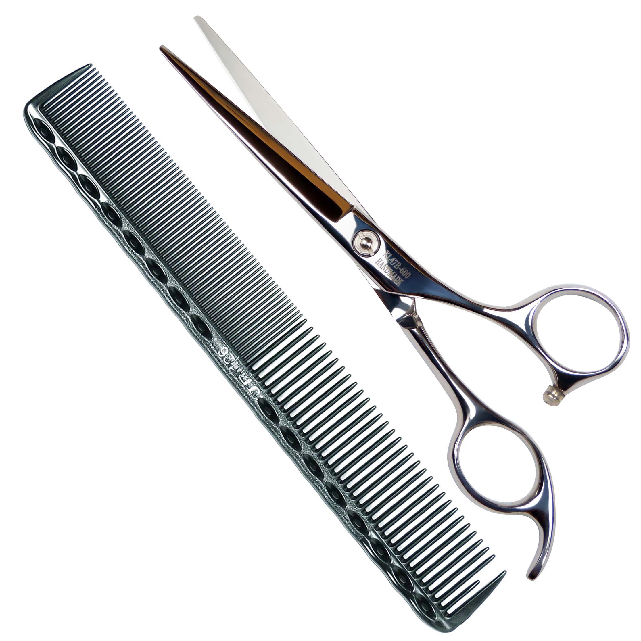 6" Professional Razor Edge Barber Hair Cutting Shears/Scissors with a Carbon Comb,420 Stainless Steel Salon Hairdressing Hair Styling Trimming Set