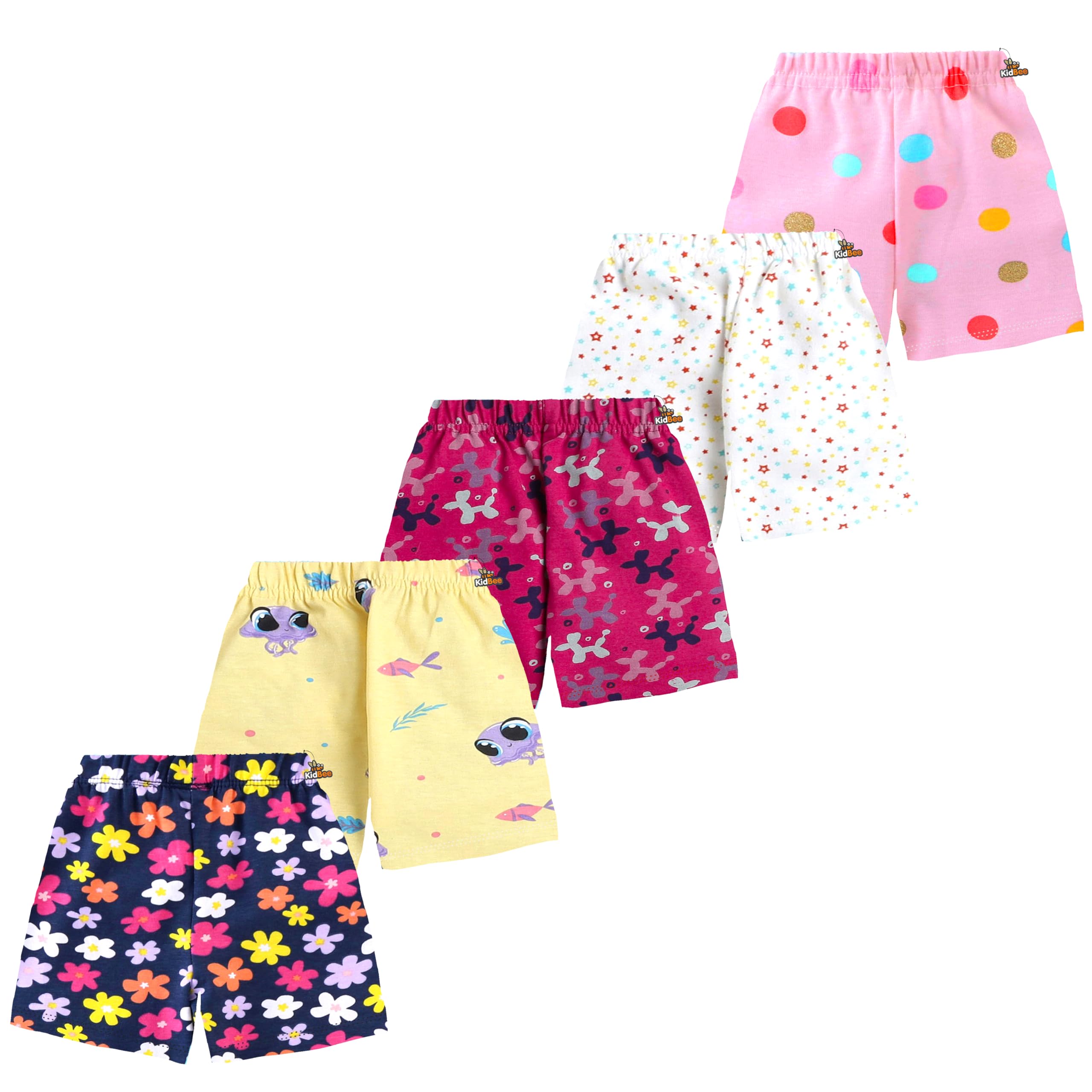 Kidbee Boys & Girls Unisex Casual Cotton Shorts (Pack of 5)