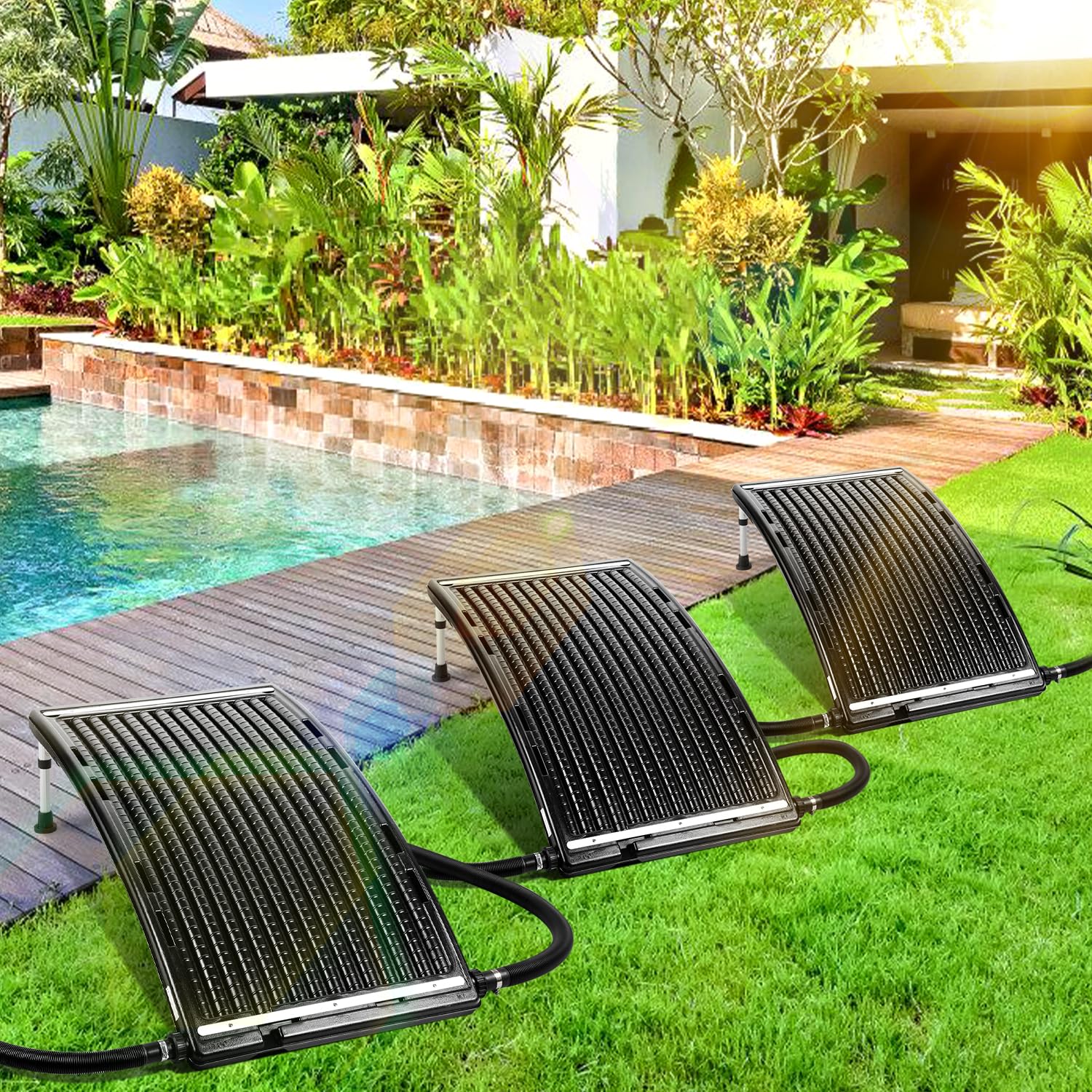 Panneau solaire de chauffage de piscine, 113 x 69 x 35 cm, débit maximal 10 000 l/h, chauffage de piscine, système solaire pour eau chaude, douche de jardin, piscine