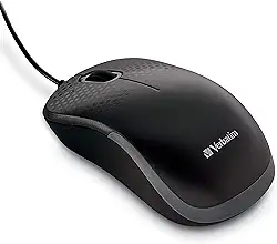 Verbatim Mouse óptico com fio silencioso USB - Mouse de computador silencioso sem ruído com fio para PC, Mac, laptop, Chromebook - preto 70749