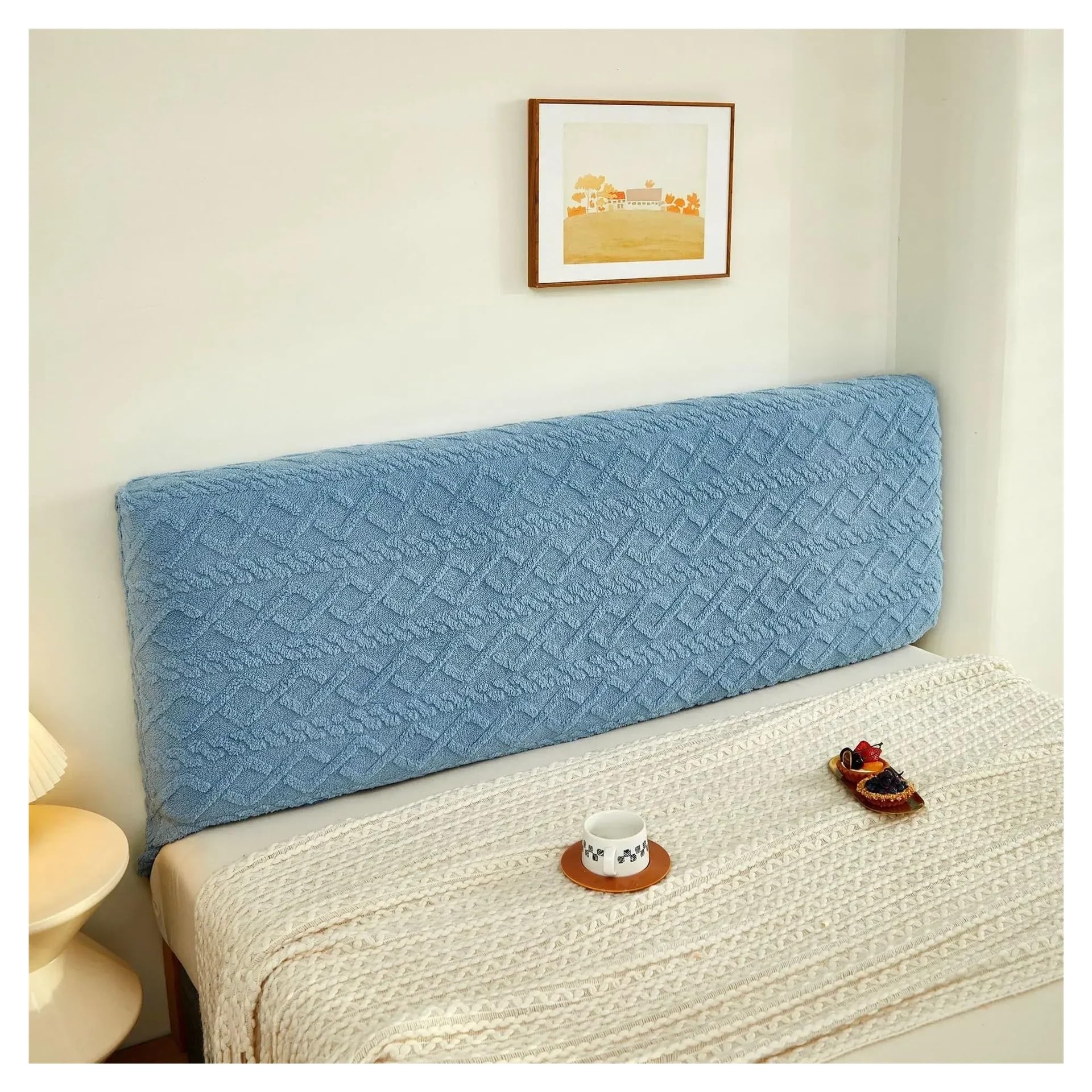 FGUJSUR Headboard Slipcover Dustproof Bed Cover Soft Touch Headboard, Back Protection Elastic All Inclusive(Blue,1.5M (140cm-160cm))