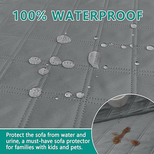 Miniatura 3 de Arfntevss Juego de fundas impermeables para sofá modular de esquina de 3 piezas en forma de L, funda acolchada universal en forma de U,