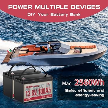 12V 100Ah LiFePO4 Lithium Battery, Group 31 Built-in 100A BMS, Low-Temp Protection 8000 Deep Cycles Rechargeable Lithium Iron Phosphate Battery Waterproof for Solar System, Rvs, Home, Marine