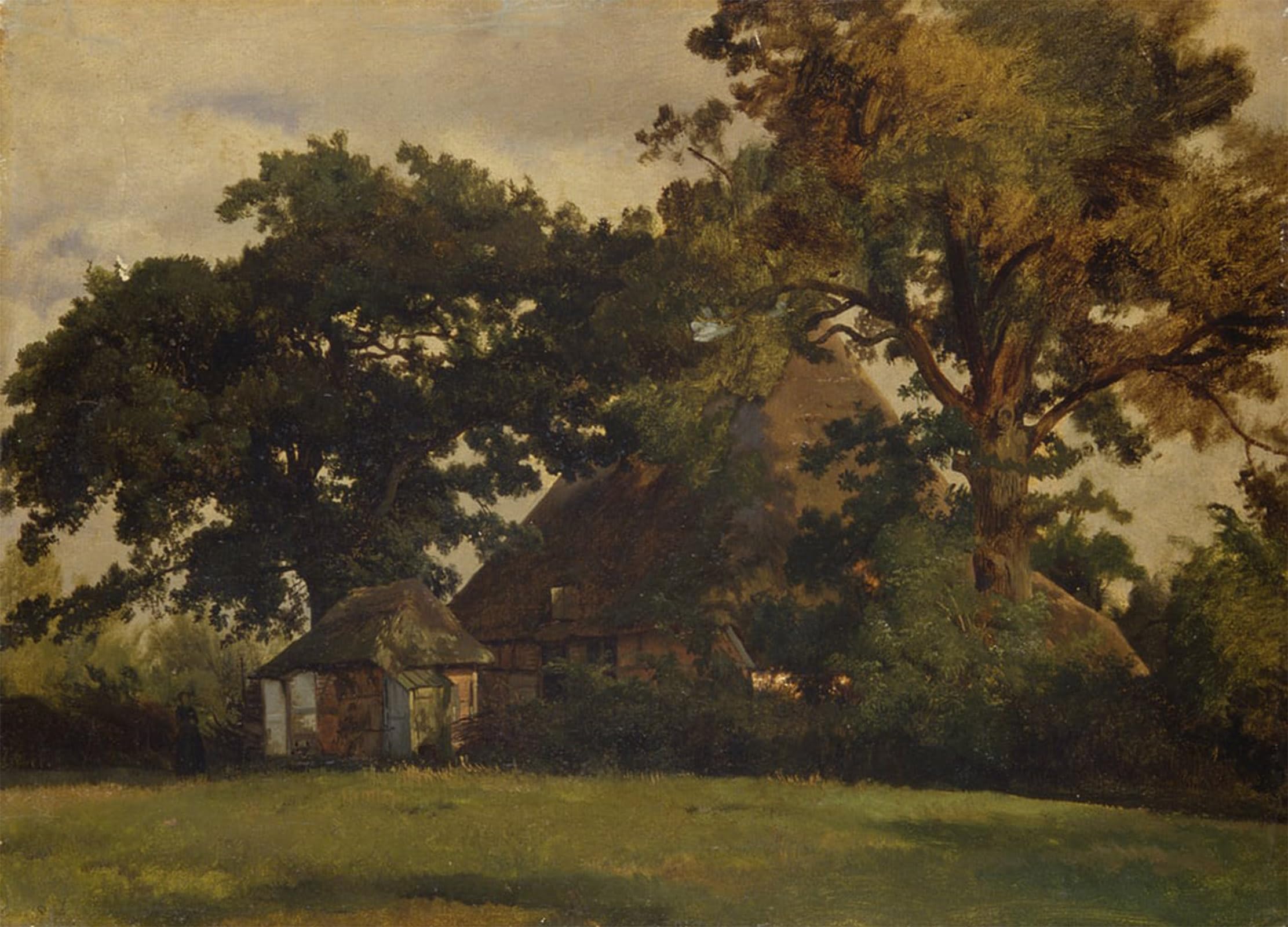 ARTXLXXBN Famous Print Painting Colorful Art Print Farmhouse in Sierhagen by Louis Gurlitt Canvas Art Decorations for Home Decor 60x90cm
