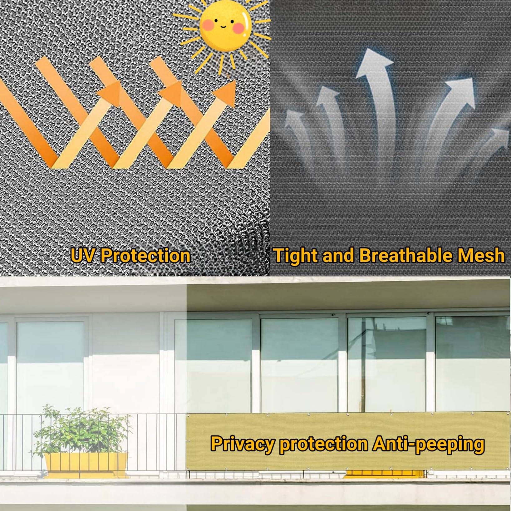AXT SHADE Frangivisto Balcone Protezione 80x200cm Impermeabile Copri