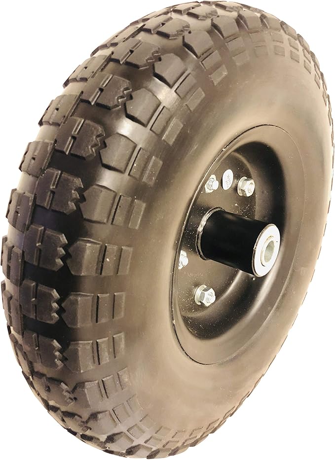13" Flat Free Hand Truck Tire and OffSet Wheel Hub with 5/8" Center Shaft Hole