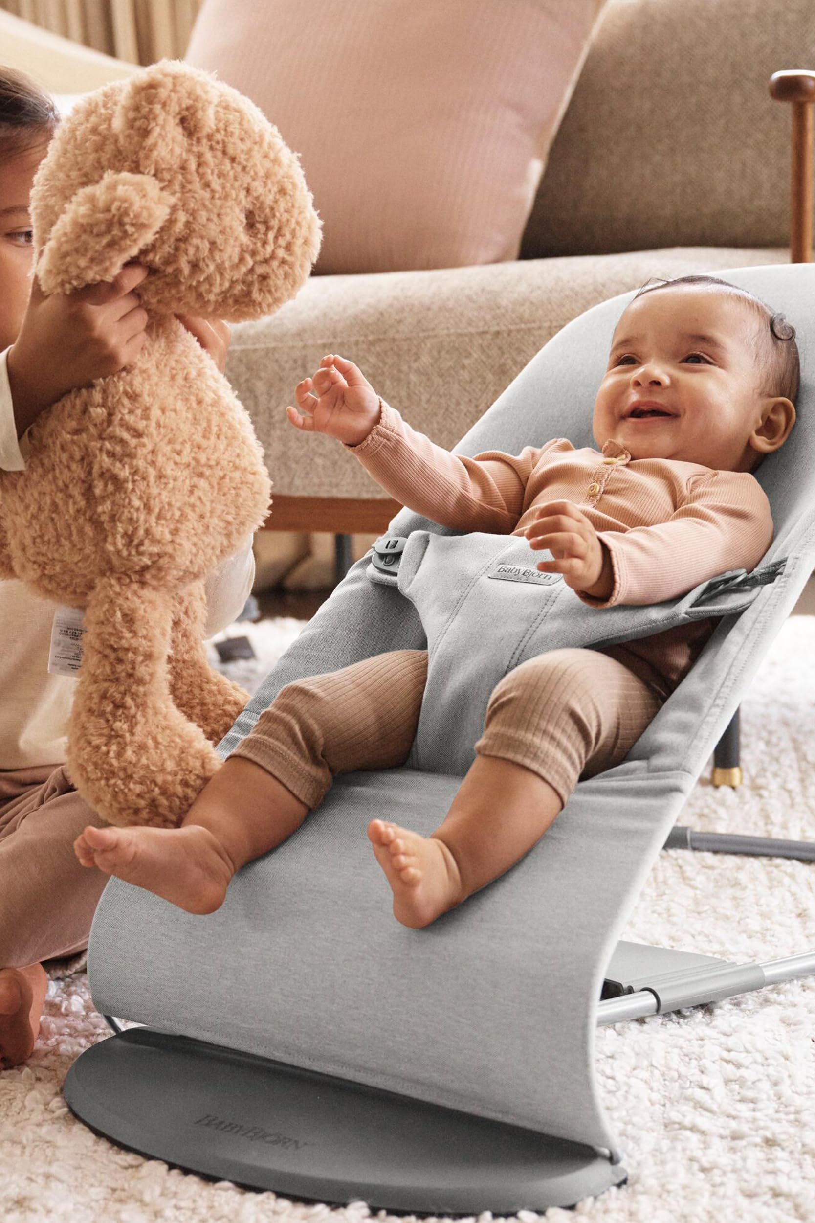 BabyBjörn Bouncer Bliss, tejido mélange, gris claro
