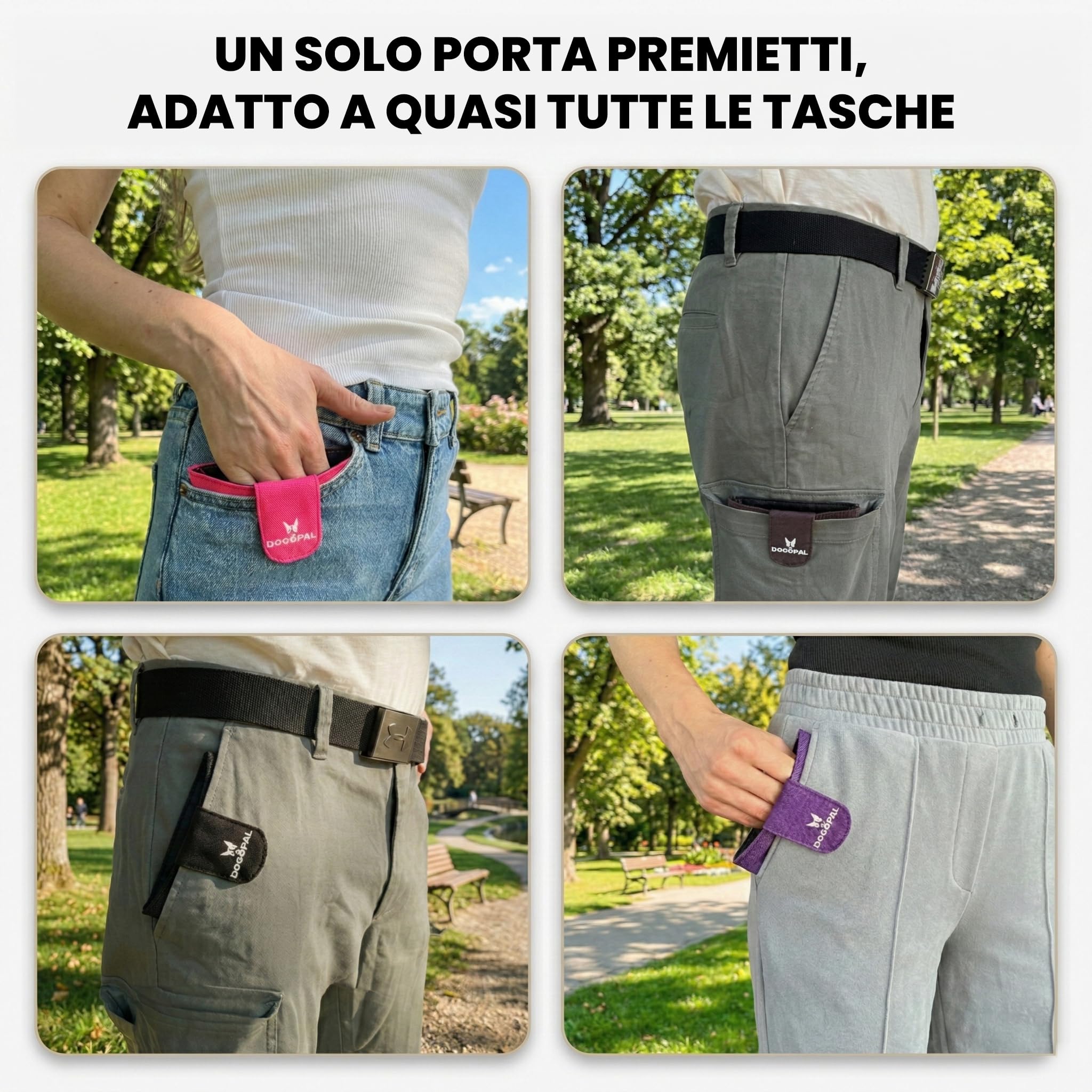 DOGOPAL Porta Premietti per Cani con Chiusura Magnetica, Porta Snack da Tasca per Addestramento, Sacchetto Porta Crocchette Compatto per Passeggiate (Rosa)