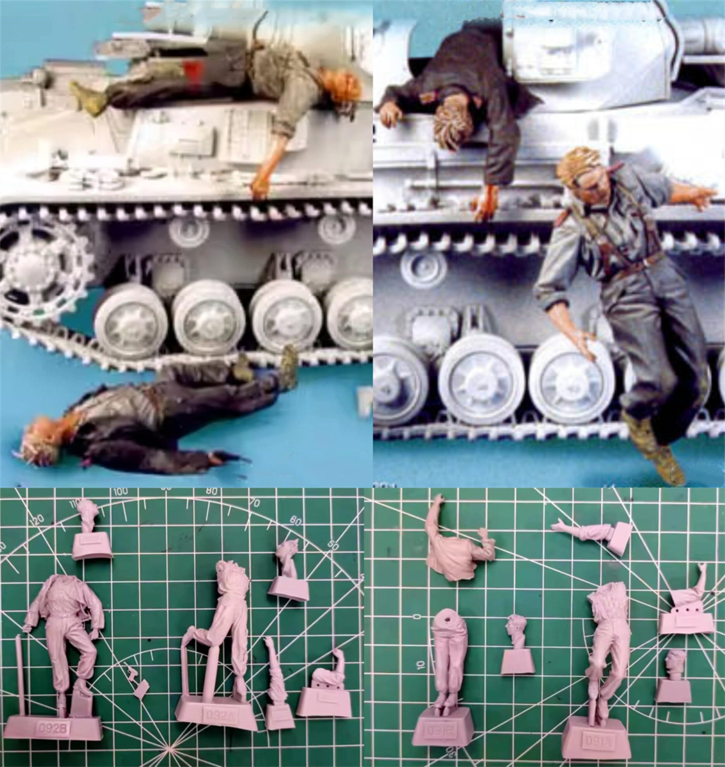 TRUEGRIS 1/35 WWII German Tank Soldier Resin Model Kit Unpainted and Unassembled (4 people, no tank) //k5w3J19