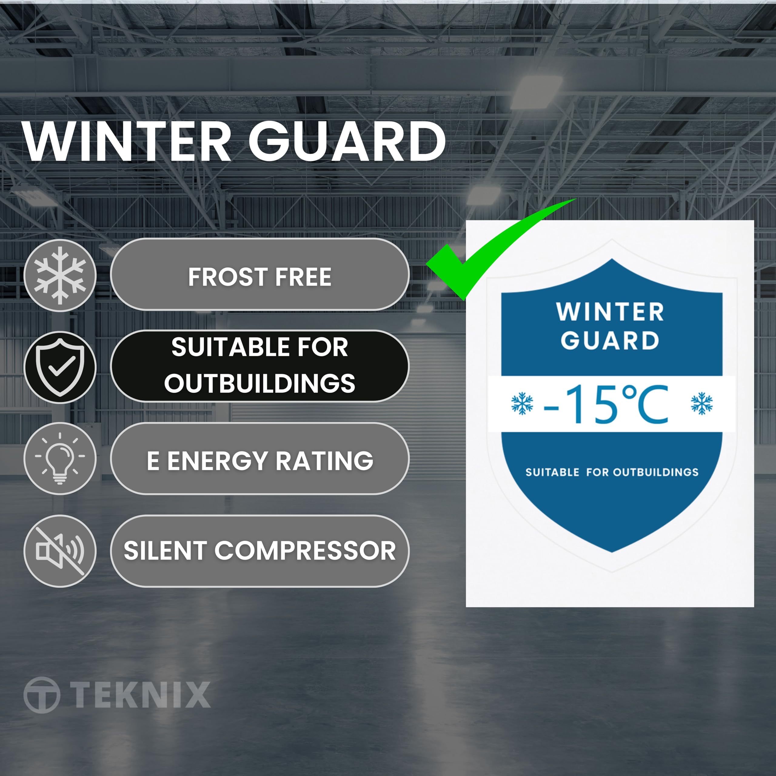 Teknix TFF1715W Freestanding Tall Freezer - Upright with 204L Capacity - Frost Free - Suitable for Outbuildings - Reversible Door - 6 Large Drawers - White, H171.0 x W55.0 x D60.0 (cm) — view 5