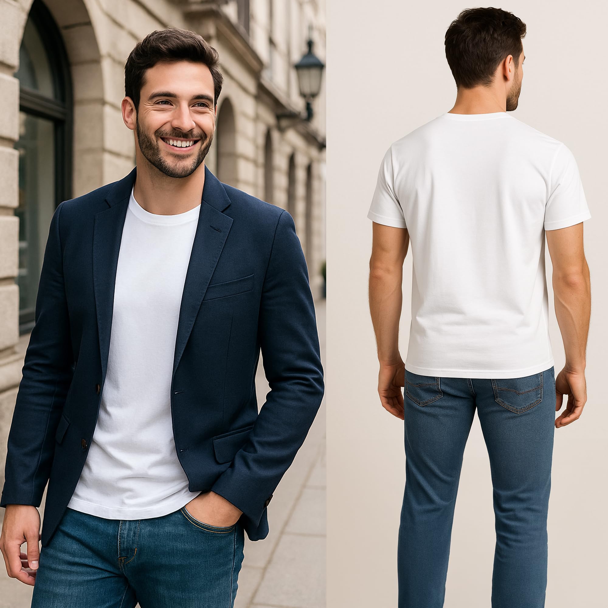 Leedya Pack de 6/3 camisetas de hombre blancas – Gris claro – Gris claro – Gris, Negro Juego de camisetas de manga corta 100% algodón – Cuello redondo clásico sin costuras laterales, no se deforma