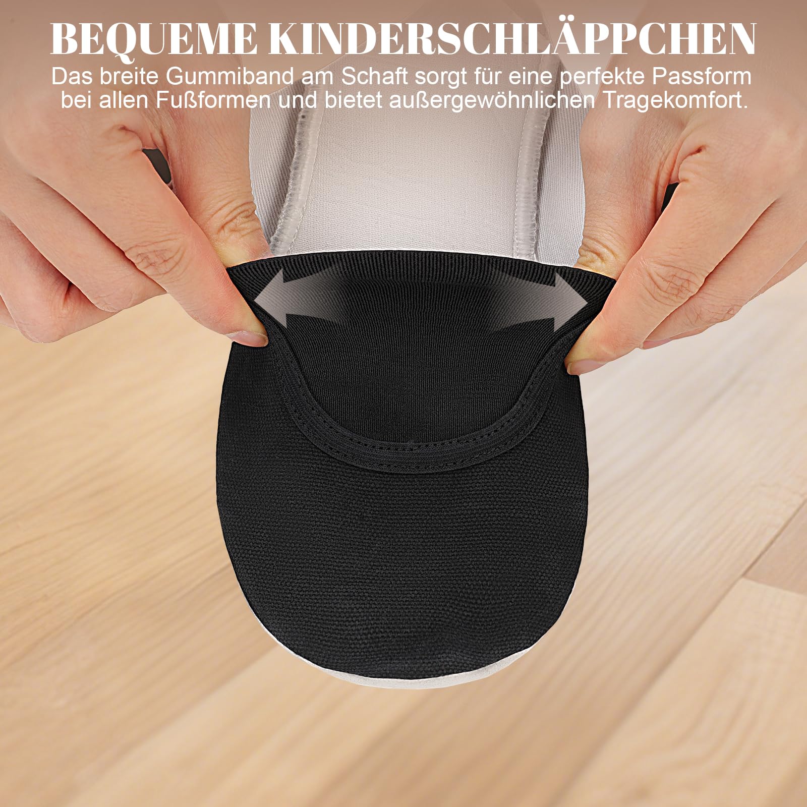 Unisex Turnschläppchen Mädchen Jungen Atmungsaktives Canves Gymnastikschuhe Damen Rindsleder Sohle Schläppchen Kinder Baumwollfutter Turnschlappen mit Breitem Gummiband Turnpatschen für Gymnastik Yoga