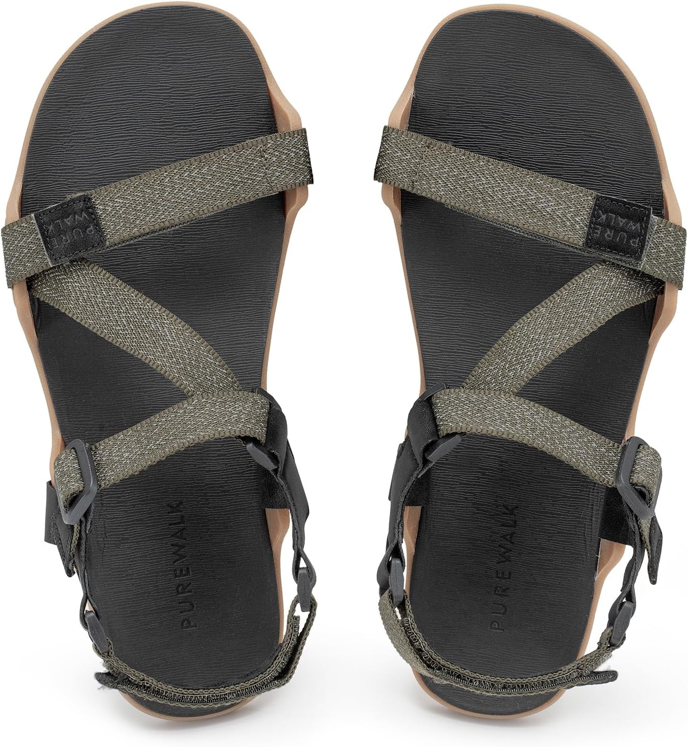 Men's Zero Drop Barefoot Sandals Wide Toe Box Hiking Running Sandals with Reflective Strap for Trail Water Outdoor