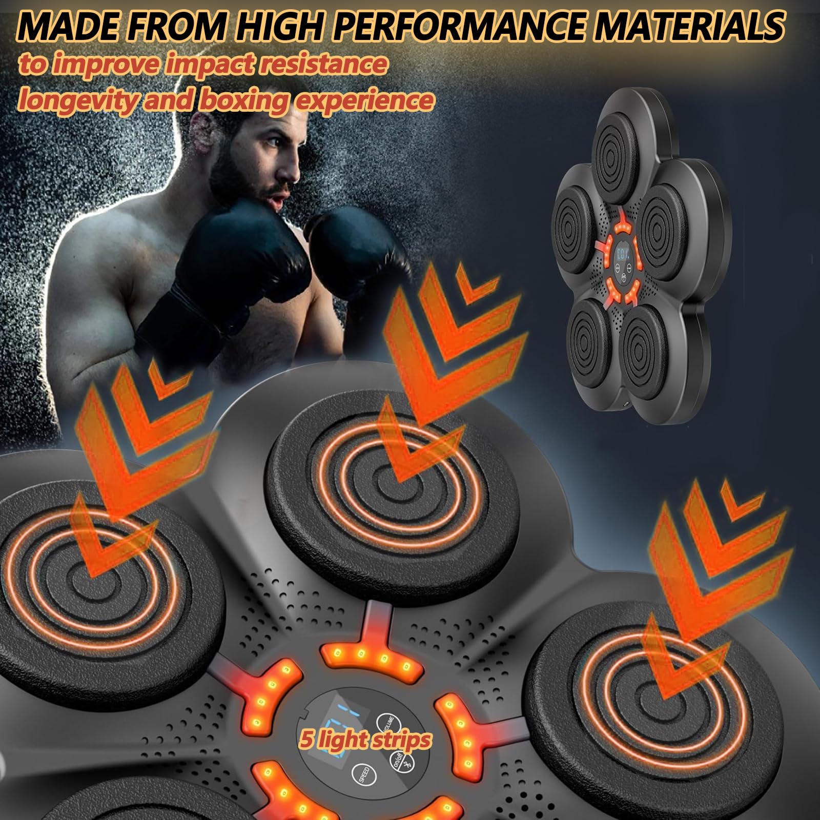 VHV Machine à Boxe Musicale, 2024 Nouvelle Machine de Boxe Murale Intelligente -Bluetooth avec Gants de Boxe Adultes Enfants, 9 Le Mode de Vitesse et de décompte (Blanc