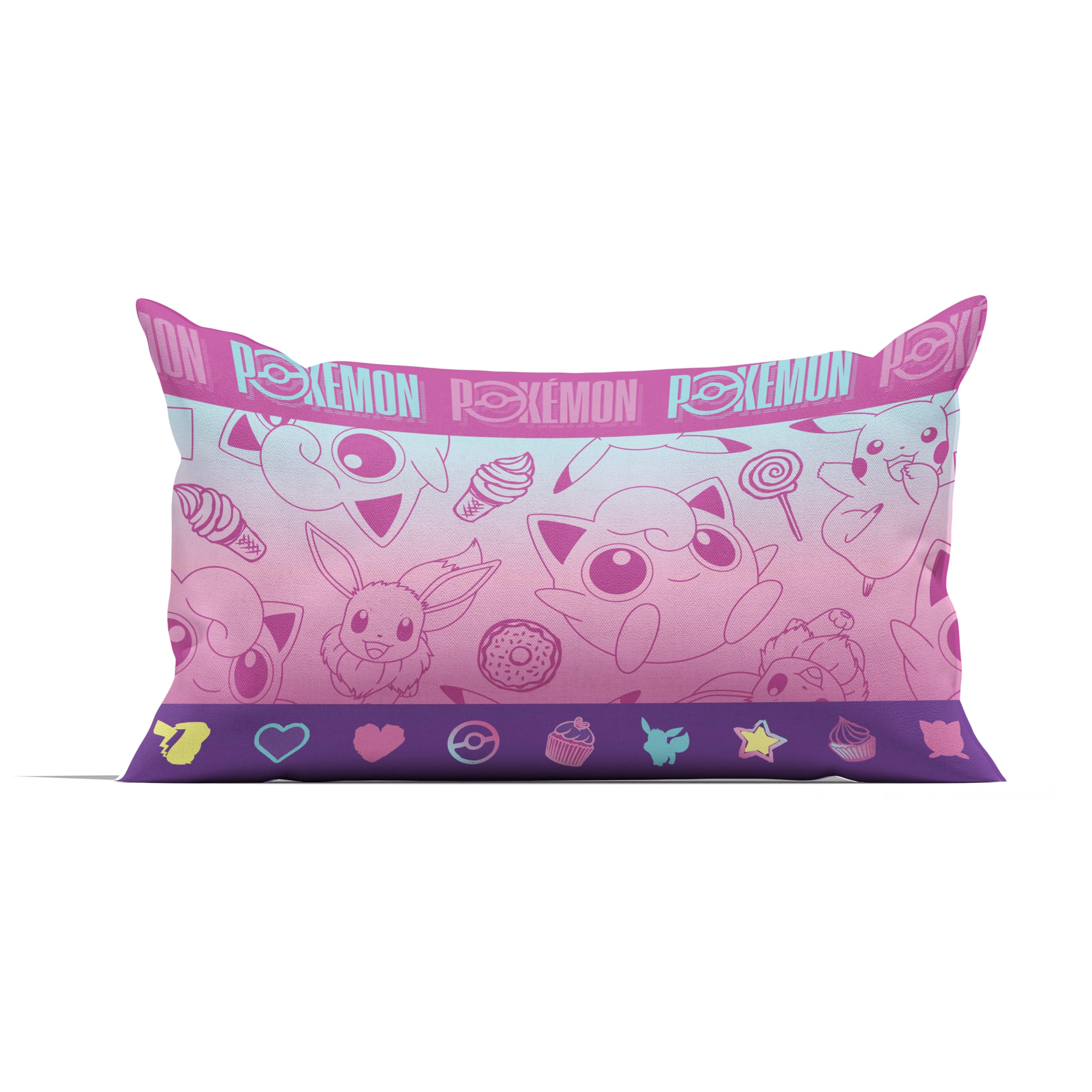 Northwest, Set completo per letto matrimoniale a tema Pokemon, con Pikachu ed Eevee, per ragazze e ragazzi, motivo semplice e grazioso