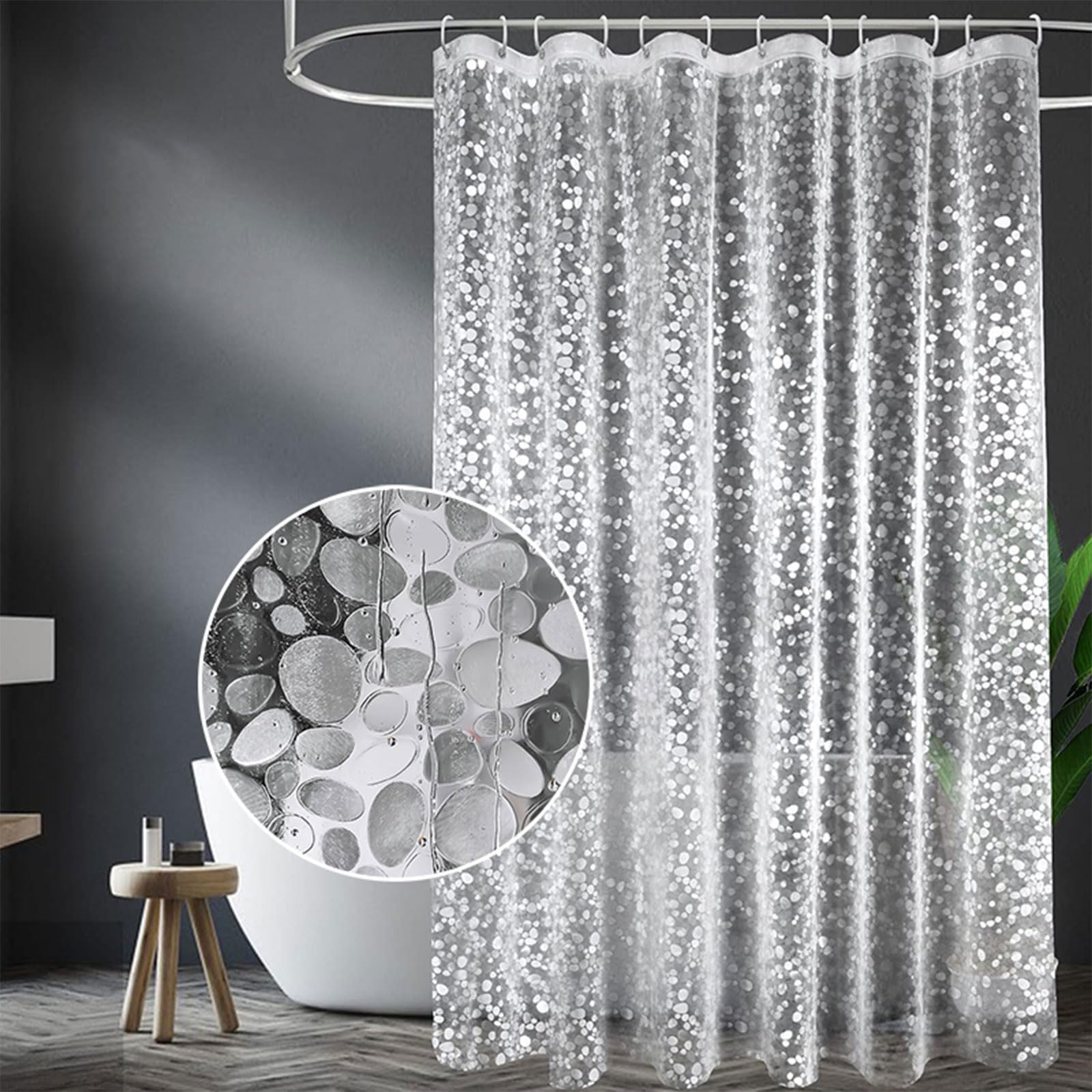 Gellmall C1 Shower Curtains Eva Mould Resistant Waterproof Heavy Duty Bathroom Curtains Weighted Hem Bathroom Curtains Cobblestone 54"X72"Xgellmall