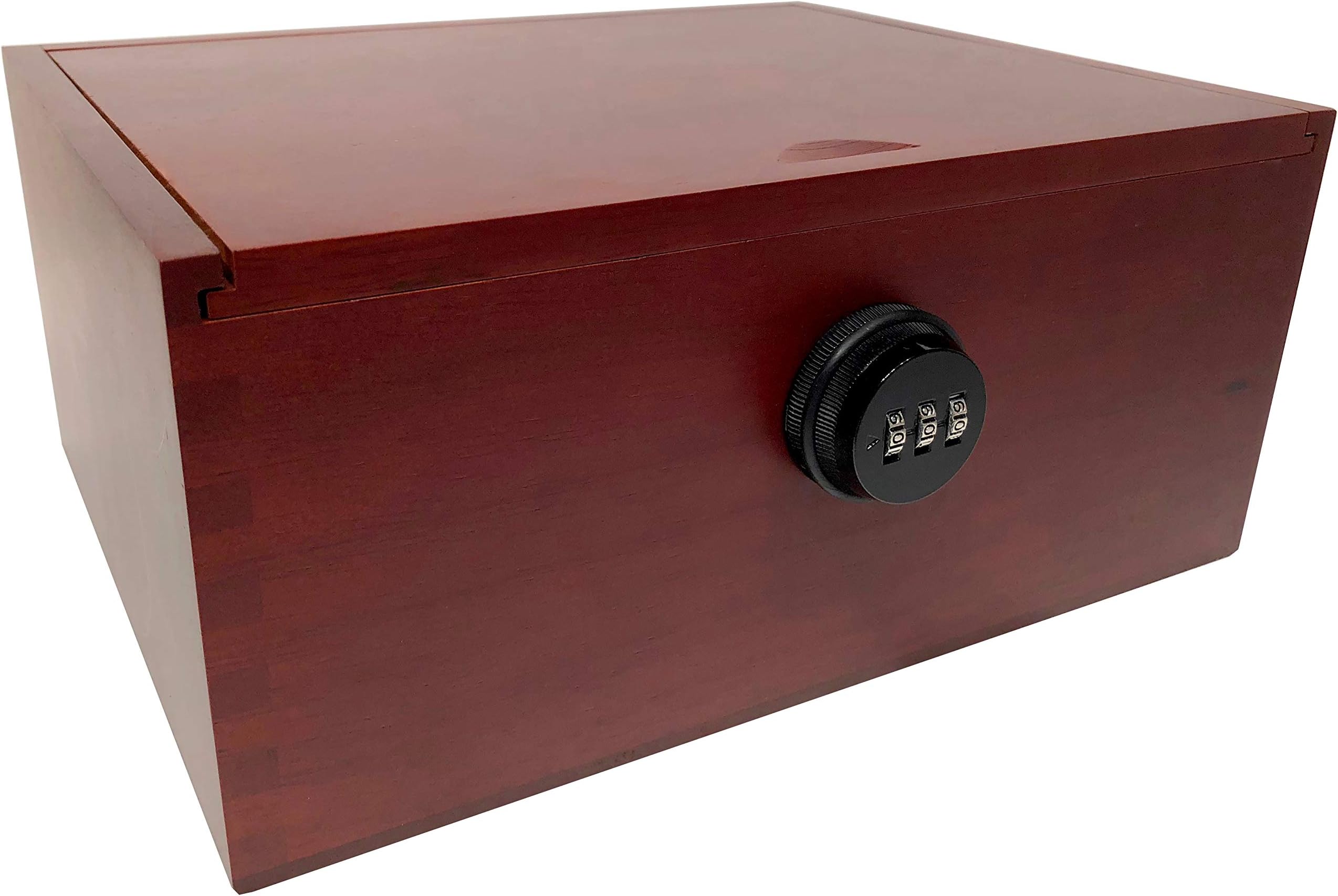 Large Wood Storage Box with Sliding Lid - Antique Box - Large Storage Box with lid and Lock - Wooden Keepsake Box with Lock (Box with Extra Tray)