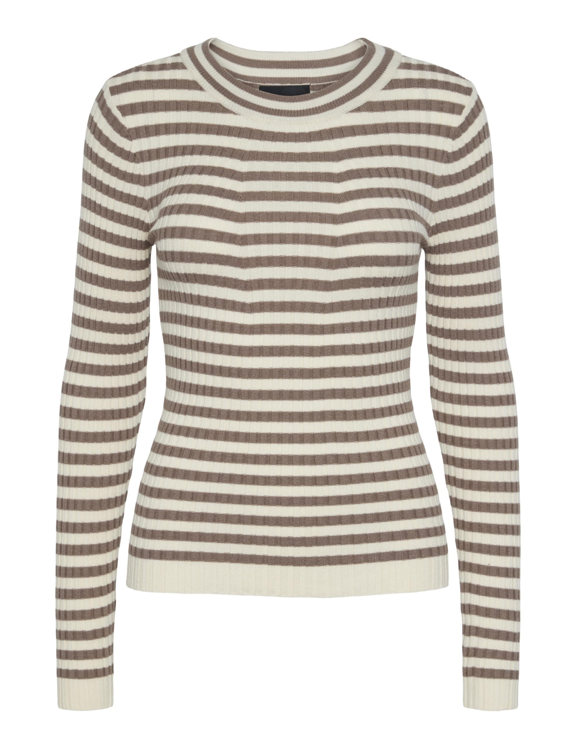 PIECES Women's Pccrista LS O-Neck Knit Noos BC Pullover, Fossil 1, L
