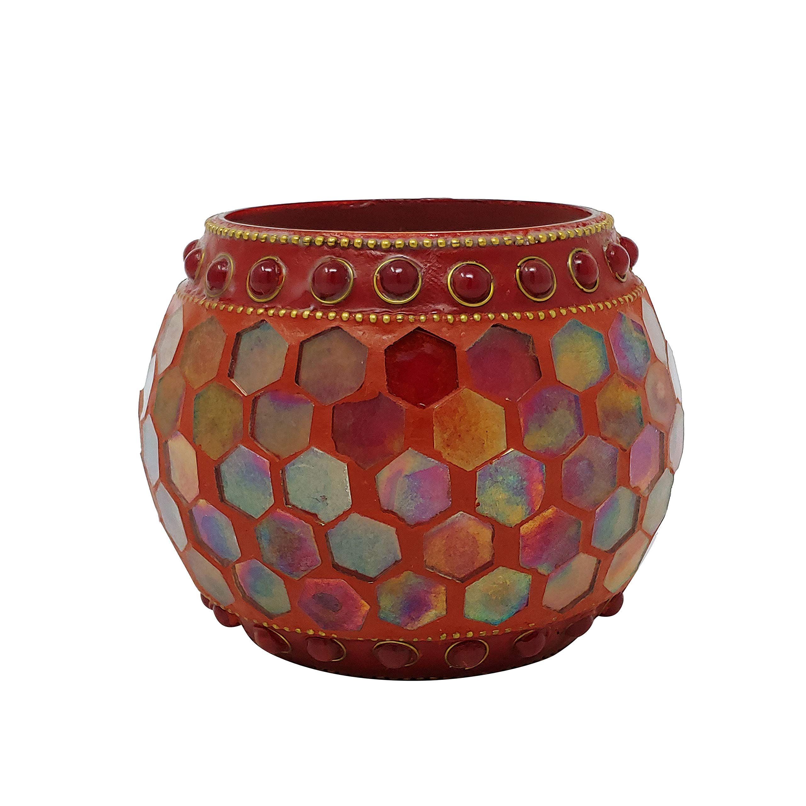 Red & Gold Mosaic Jar Candle Scented Paraffin Wax Table Evening Decoration Party Spa Gift Home Decor