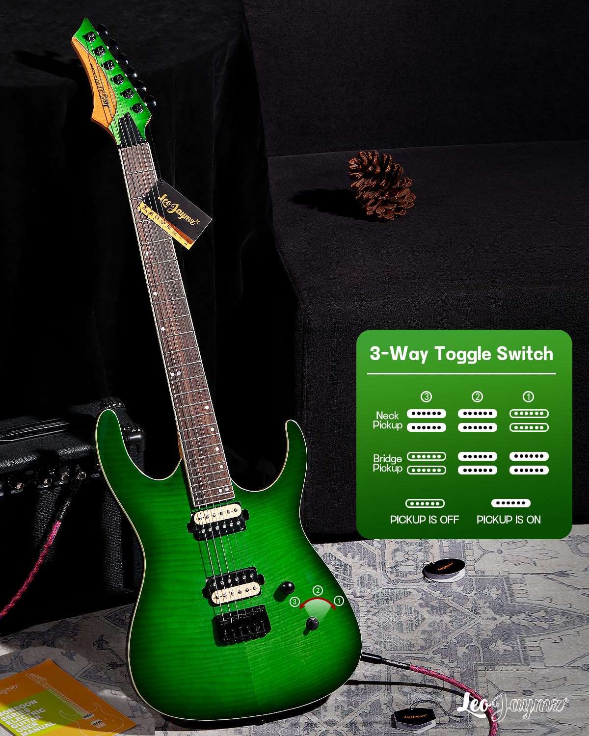 Amazon | Leo Jaymz エレキギターモンスーンシリーズ、リバースヘッド