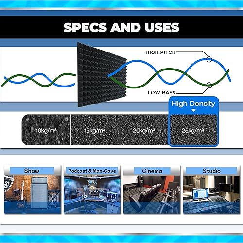 Miniatura 5 de Arrowzoom 24 piezas de 10 x 10 x 2 pulgadas de pirámide blanco perla acústica para estudio en casa, accesorios de tratamiento insonorizado, paneles
