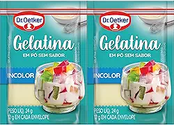 Dr. Oetker Gelatina em Pó, Incolor, Sem Sabor, Mais Consistência Para as Receitas, Sobremesas, Bolos, Tortas e Doces, 24g