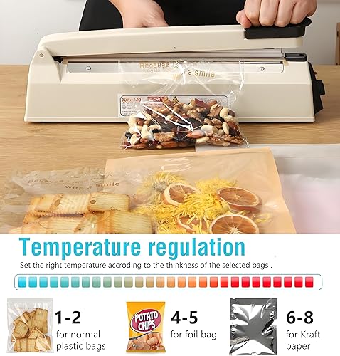 Miniatura 2 de Sellador de impulso Máquina selladora manual de 16 pulgadas con modo de calefacción ajustable, selladores de bolsas de plástico PE PP para bolsas de