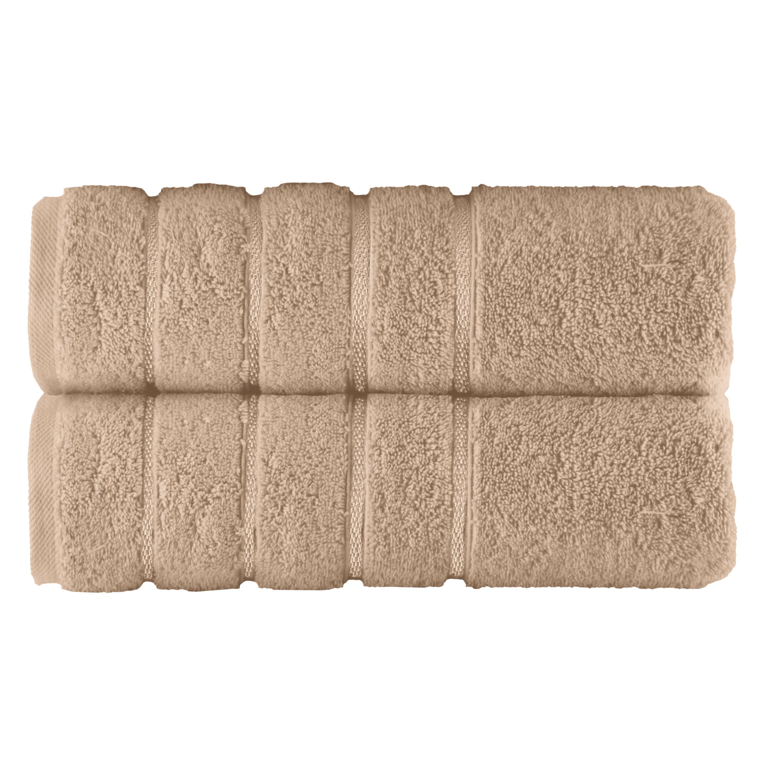 Elegant Comfort 100% Turkish Cotton 4 Lines Viscose Stripe Luxury 2 Pack Bath Towel Set 27 x 54 Inch - Super Soft and Highly Absorbent Premium Hotel Spa Quality Towels for Bathroom Use, Taupe