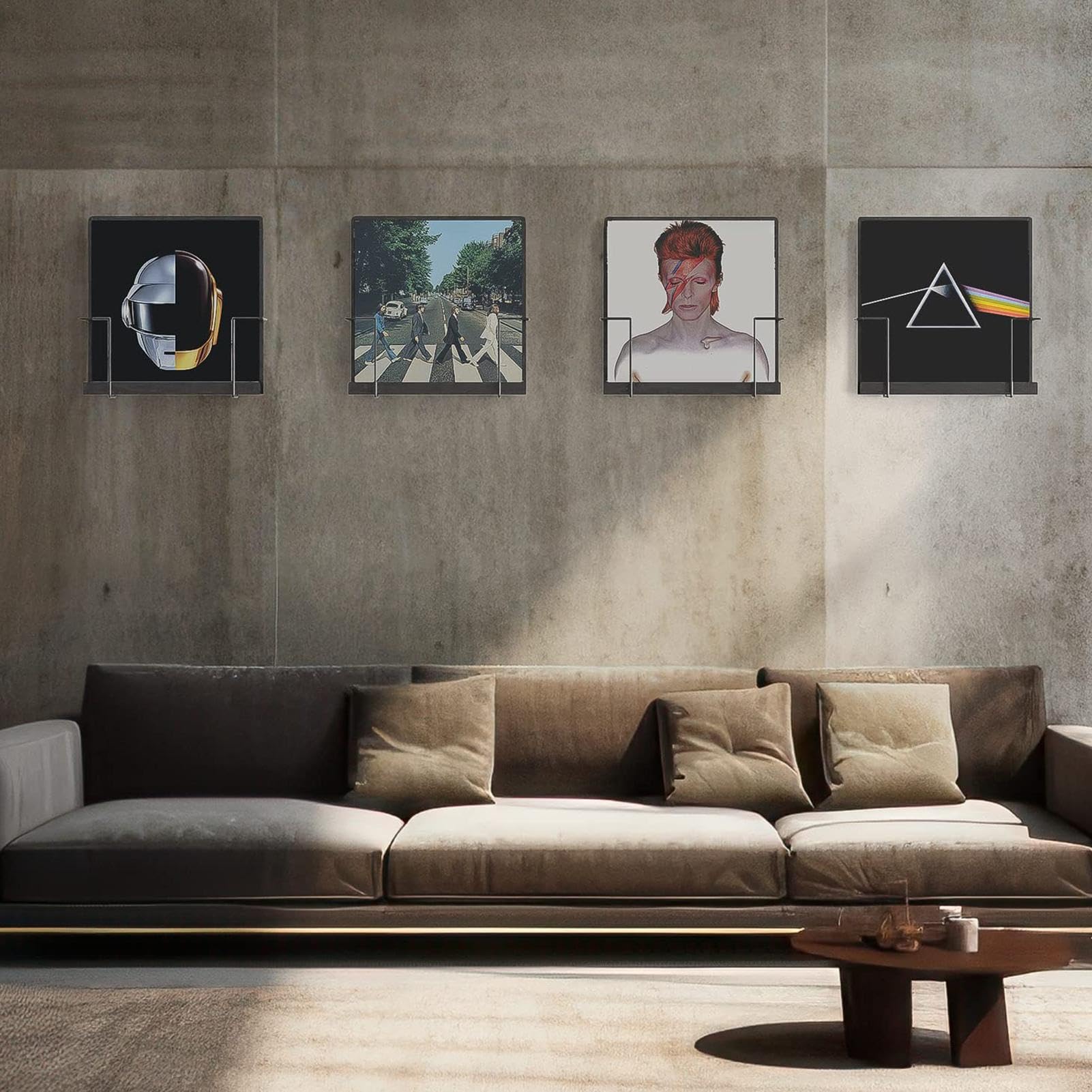 Soporte de pared para disco – Pared de exhibición de álbumes, soporte de pared para disco de metal | Estantes de pared flotantes para almacenar y mostrar discos de vinilo, soporte de fotos para baño