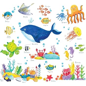 Decowall Ds 8027 Unter Dem Meer Meerestiere Tiere Wandtattoo Wandsticker Wandaufkleber Wanddeko Fur Wohnzimmer Schlafzimmer Kinderzimmer Klein Amazon De Baby