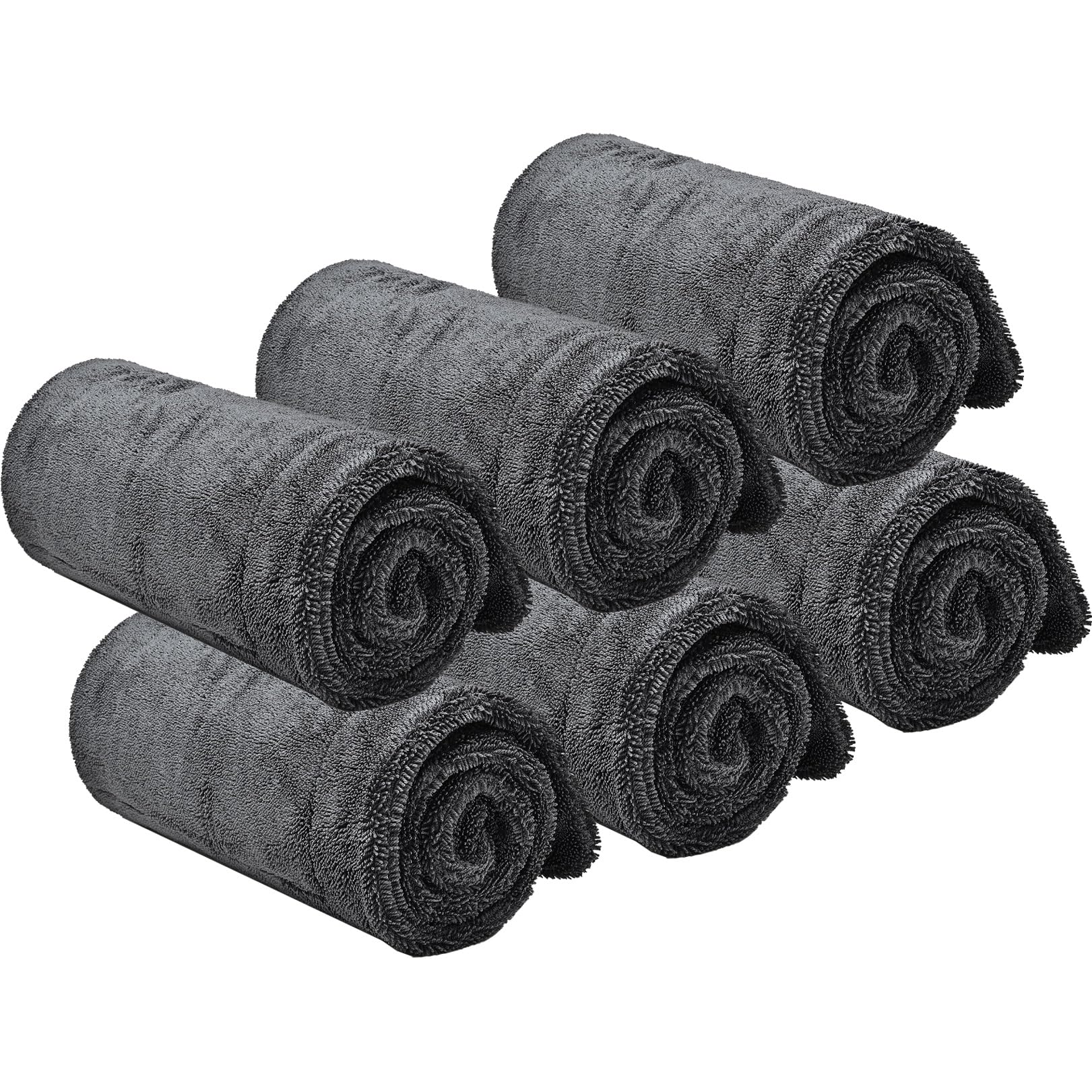 60 * 160CM Mikrofasertücher 600GSM Ultra-Dickes Autowaschtuch Auto Extra Weicher Lappen Autopflege Reinigungstrocknungstuch(6pack)