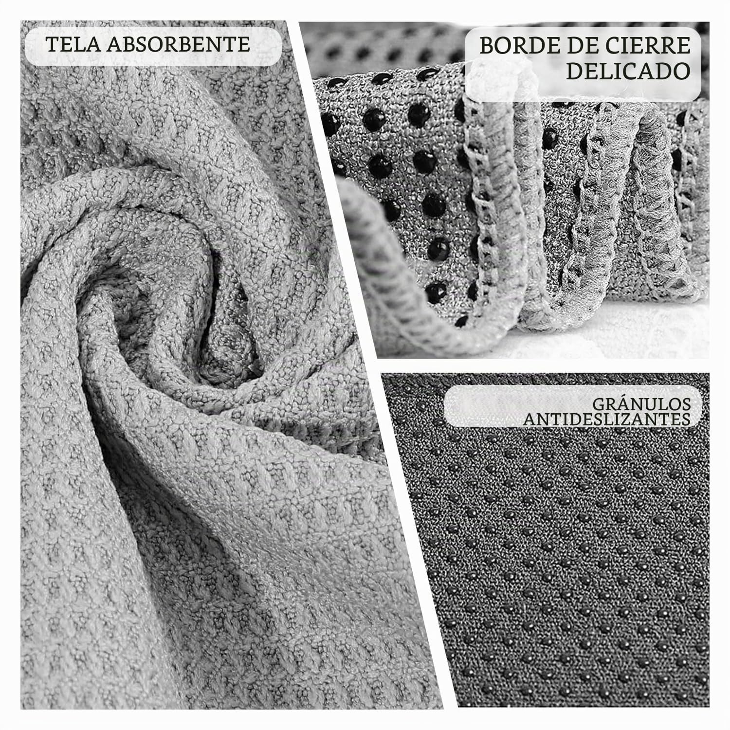1 toalla de yoga, transpirable y absorbente del sudor, lavable a máquina, toallas de yoga, partículas antideslizantes, adecuada para pilates, fitness, meditación (gris)