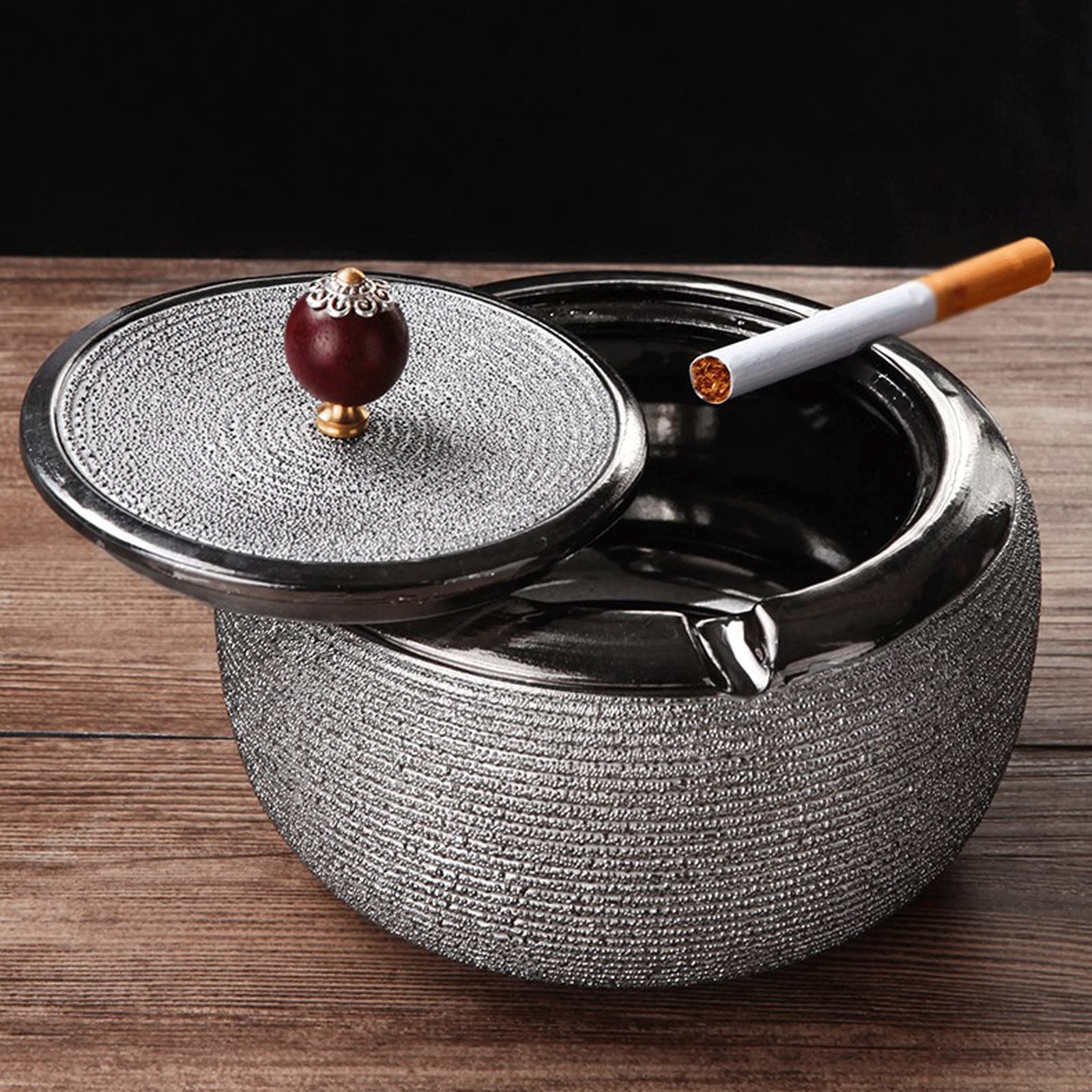 Ceniceros para cenicero de cerámica con tapa, cenicero para uso en interiores o exteriores, cenicero para escritorio, patio, oficina en casa