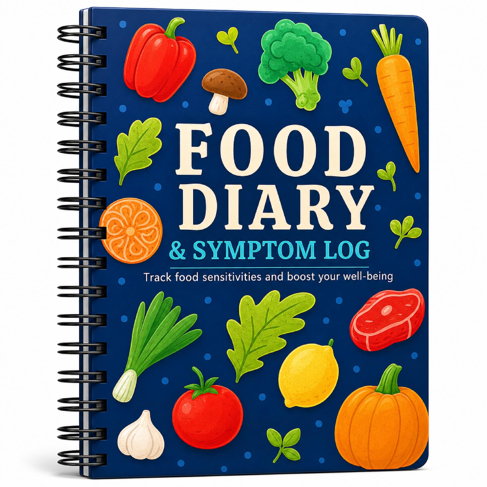 75-dniowy dziennik żywności i śledzenie objawów dla zdrowia jelit – IBS, FODMAP, dziennik alergii i dobrego samopoczucia, przenośny planer zdrowia układu pokarmowego A5 z papierem bez przebarwień o
