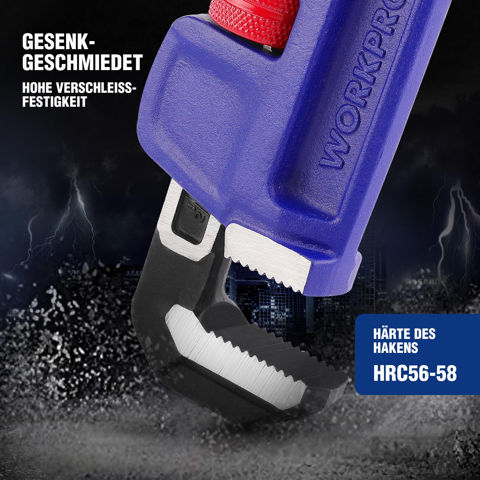 WORKPRO Rohrzange 350mm/14, max. Maulweite 70mm, 14 Zoll gerade Einhandrohrzange mit Skala, Wasserpumpenzange für Profi und Heimwerker, Reparatur von Abwasser- oder Heizungsrohren