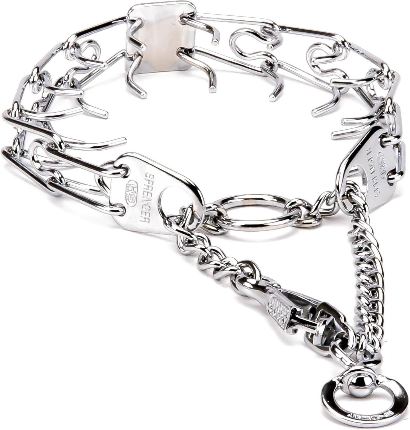 Herm Sprenger Chrome Plated Ultra Plus Prong Collar with Swivel and Quick Release Snap Hook - 2.25 mm x 16 inches